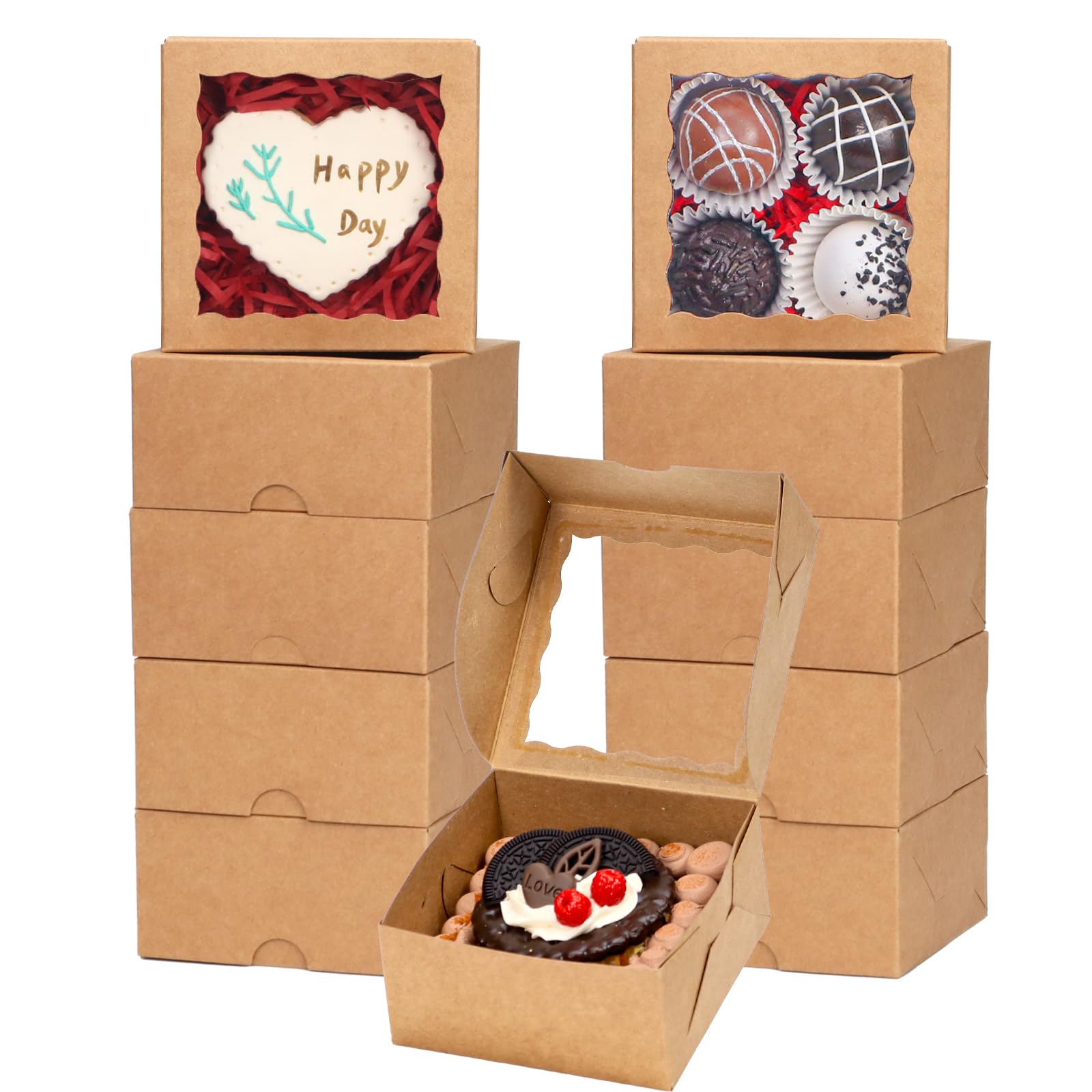 JCXGRVC 4x4x2 Inch Chocolate Truffle Boxes Pastry Gift Boxes Bakery Boxes Cookies Boxes Soap Boxes Dount Boxes Chocolate Covered