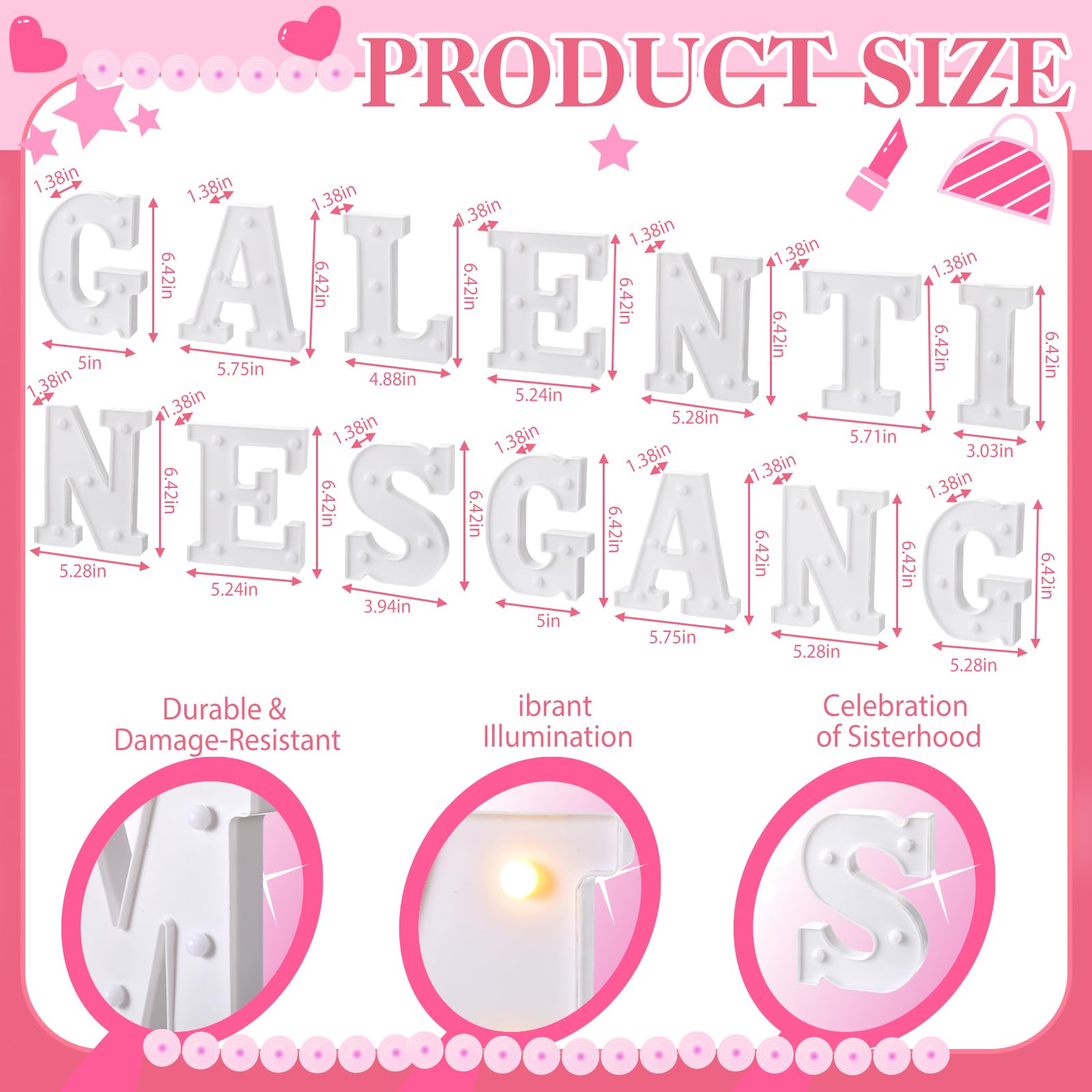 Honoson 14 Pcs Galentines Day Party Decorations Galentines Gang Lights up Sign Girls Ladies Galentine s Day Party Decorations Fi