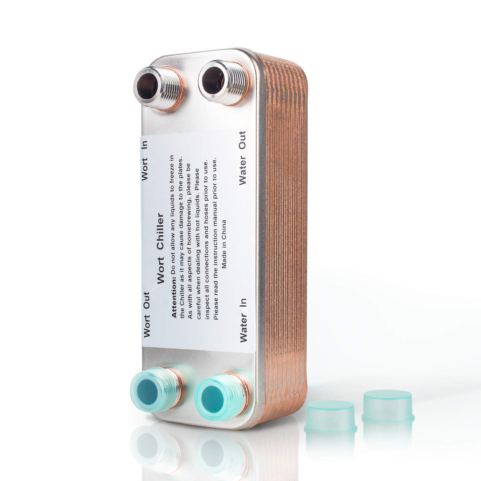 ?20 Plates?Mrbrew Homebrew Wort Chiller, Stainless Steel And Brazed With Copper Heat Exchanger, 1/2 Npt Thread Connection Hot Li