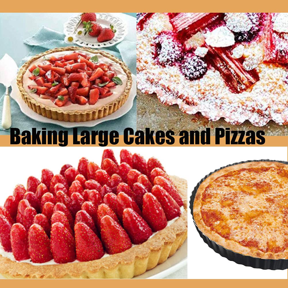 Datanya Tart Pans 10 Inch With Removable Bottom Fluted Pie Tart Pans, Heavy Duty Carbon Steel Round Non-Stick Quiche Pan For Mou