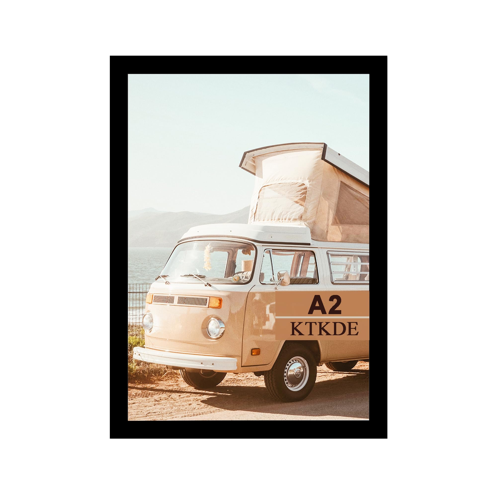 KTKDE A2 Poster Frame Black 16.5x23.4 inch Woodgrain Picture Frames,Vertical & Horizontal Wall Hanging Large Picture Frame for P