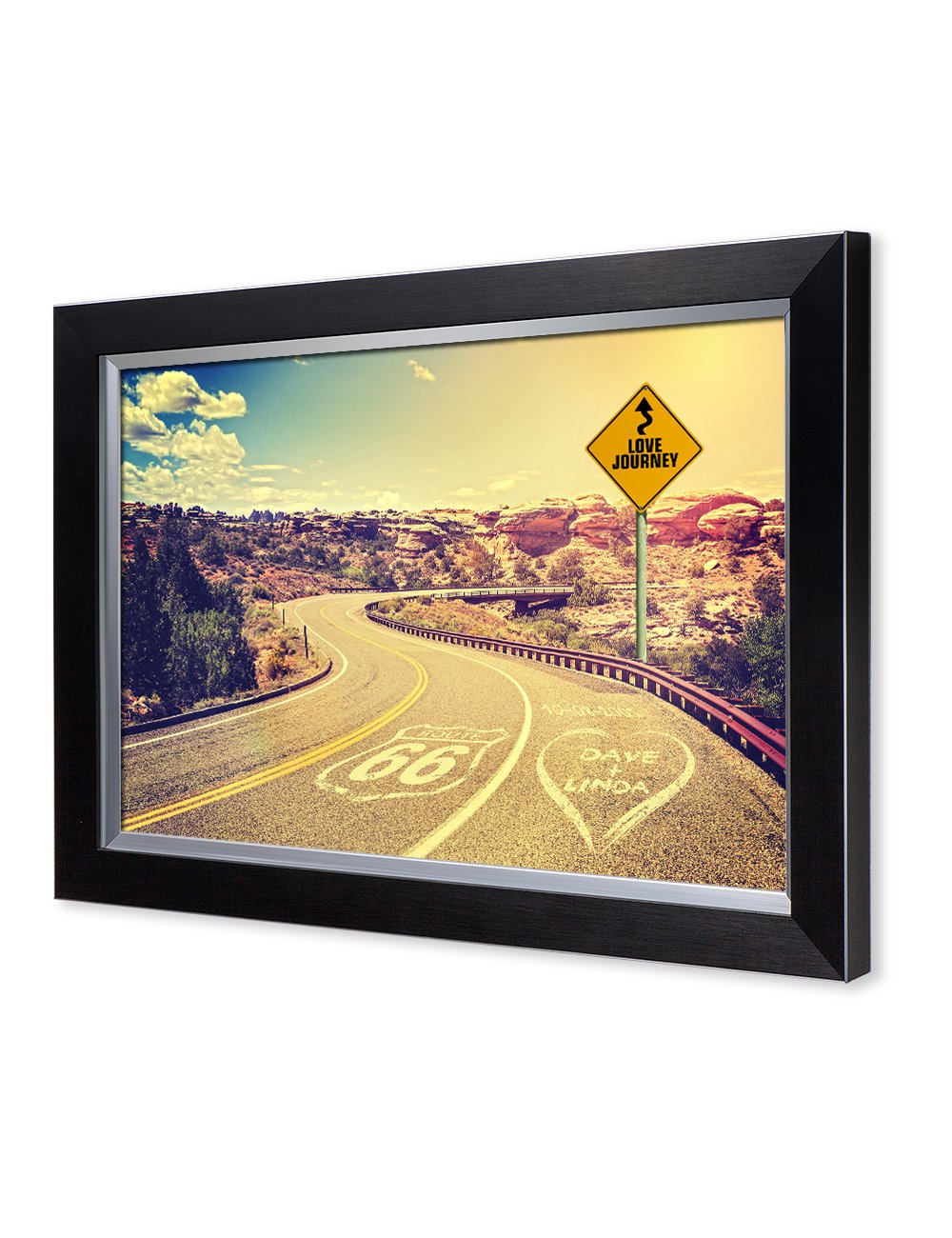Ipic - Love Journey Personalized Framed Artwork For Romantic Anniversary And Wedding Gifts; Picture Size: 24X16, Framed Size: 27