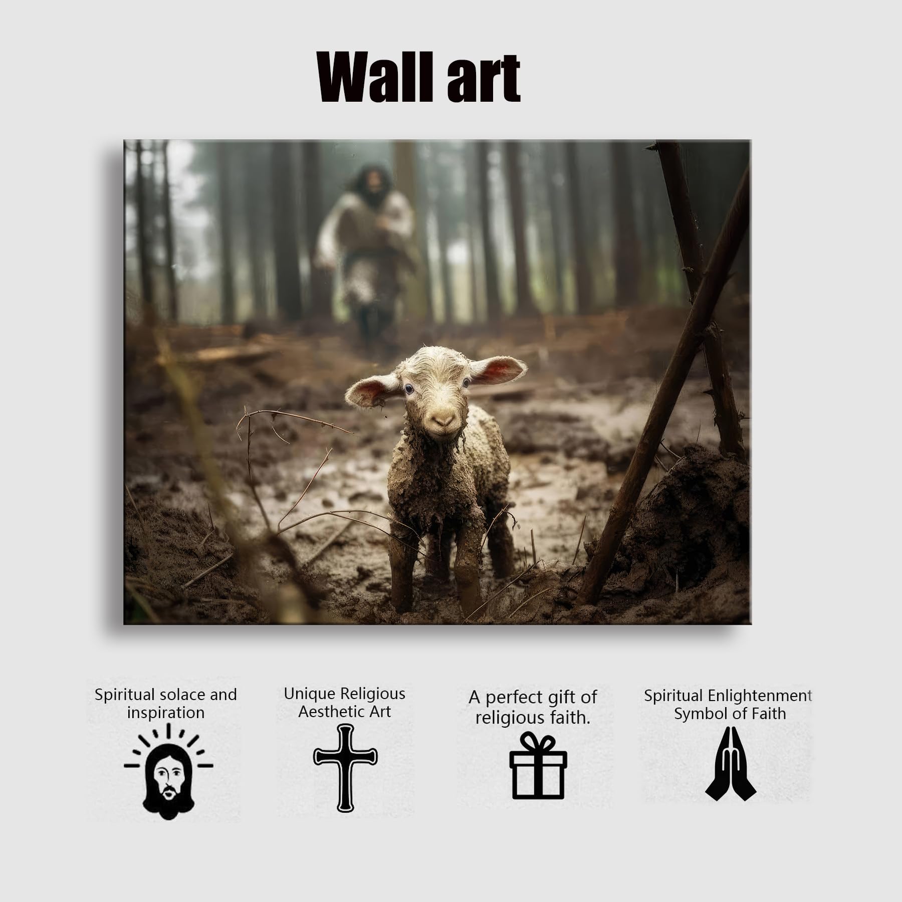 Ploceiny Christian Wall Art Faith Christ Decorations Jesus And Lamb Wall Decor Picture Christian Gifts For Women Serenity Prayer