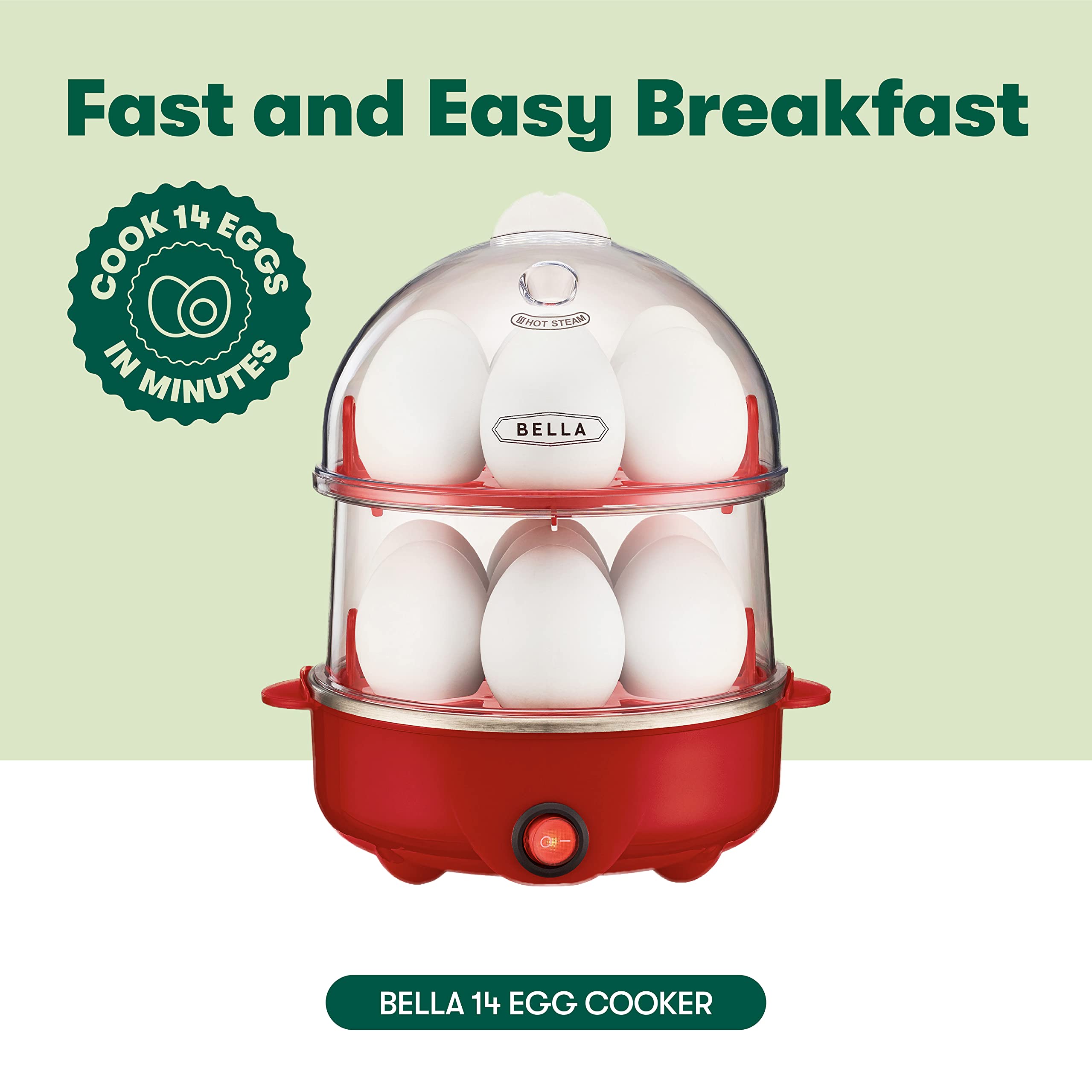 Bella Rapid Electric Egg Cooker And Omelet Maker With Auto Shut Off, For Easy To Peel, Poached Eggs, Scrambled Eggs, Soft, Mediu