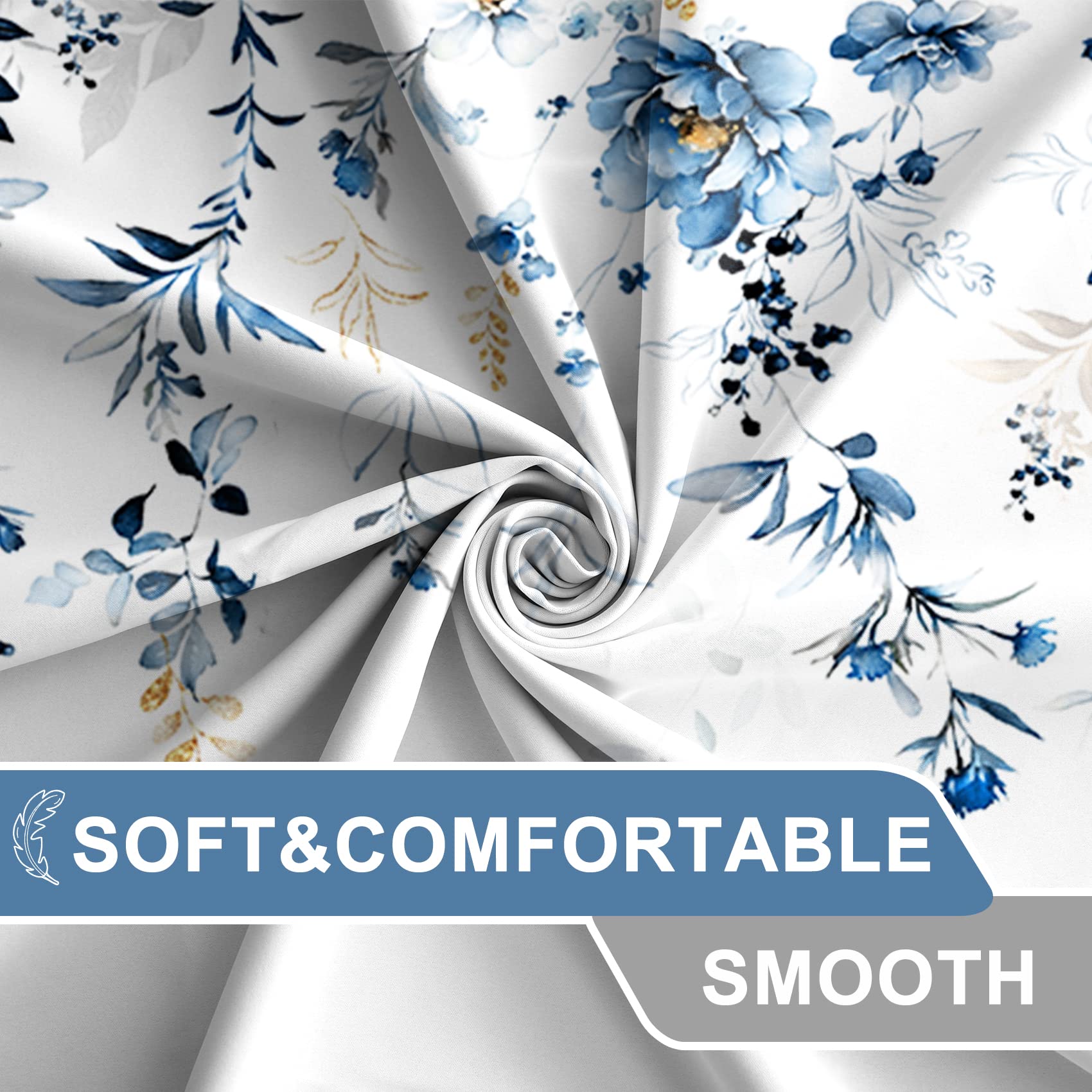 Awert Blue Plants Shower Curtain With Hooks Watercolor Leaves Shower Curtain For Bathroom Waterproof Bathroom Accessories Bathtu