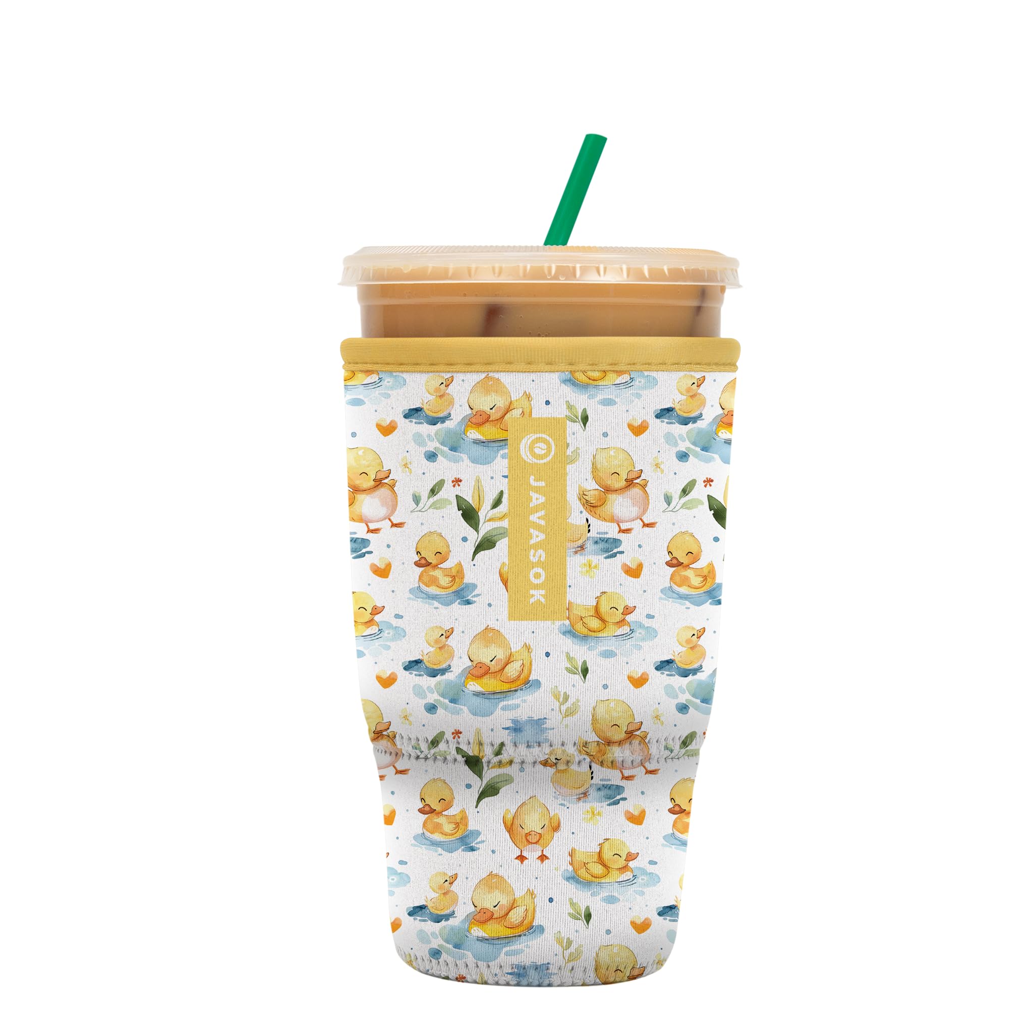 Sok It JavaSok Iced Coffee & Cold Soda Insulated Neoprene Cup Sleeve (Just Ducky, Large: 30-32oz)