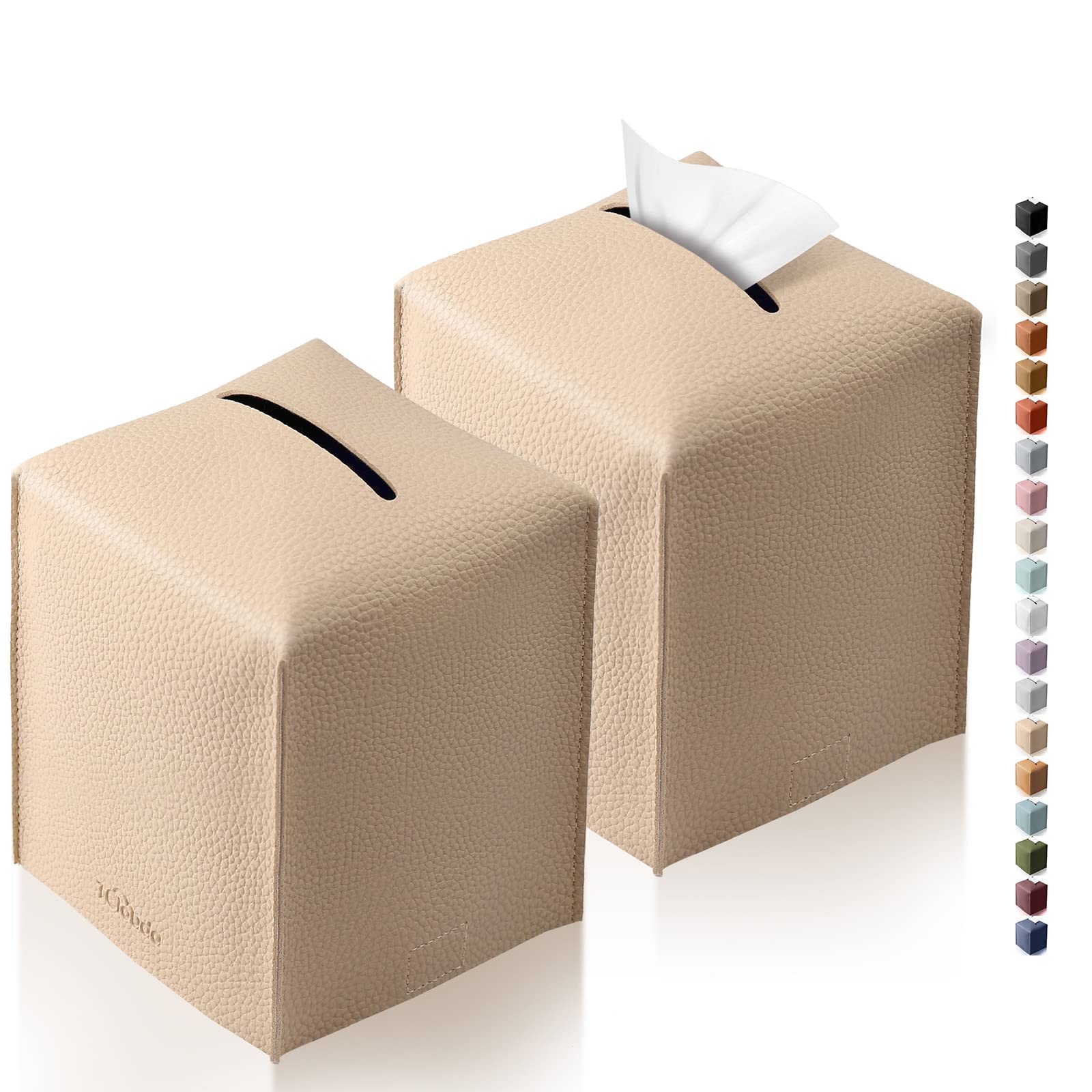 Tissue Box Cover, Tclouda, Modern Pu Leather Square Tissue Box Holder For Creative Decorative, 2 Pack, Ideal For Bathrooms/Offic