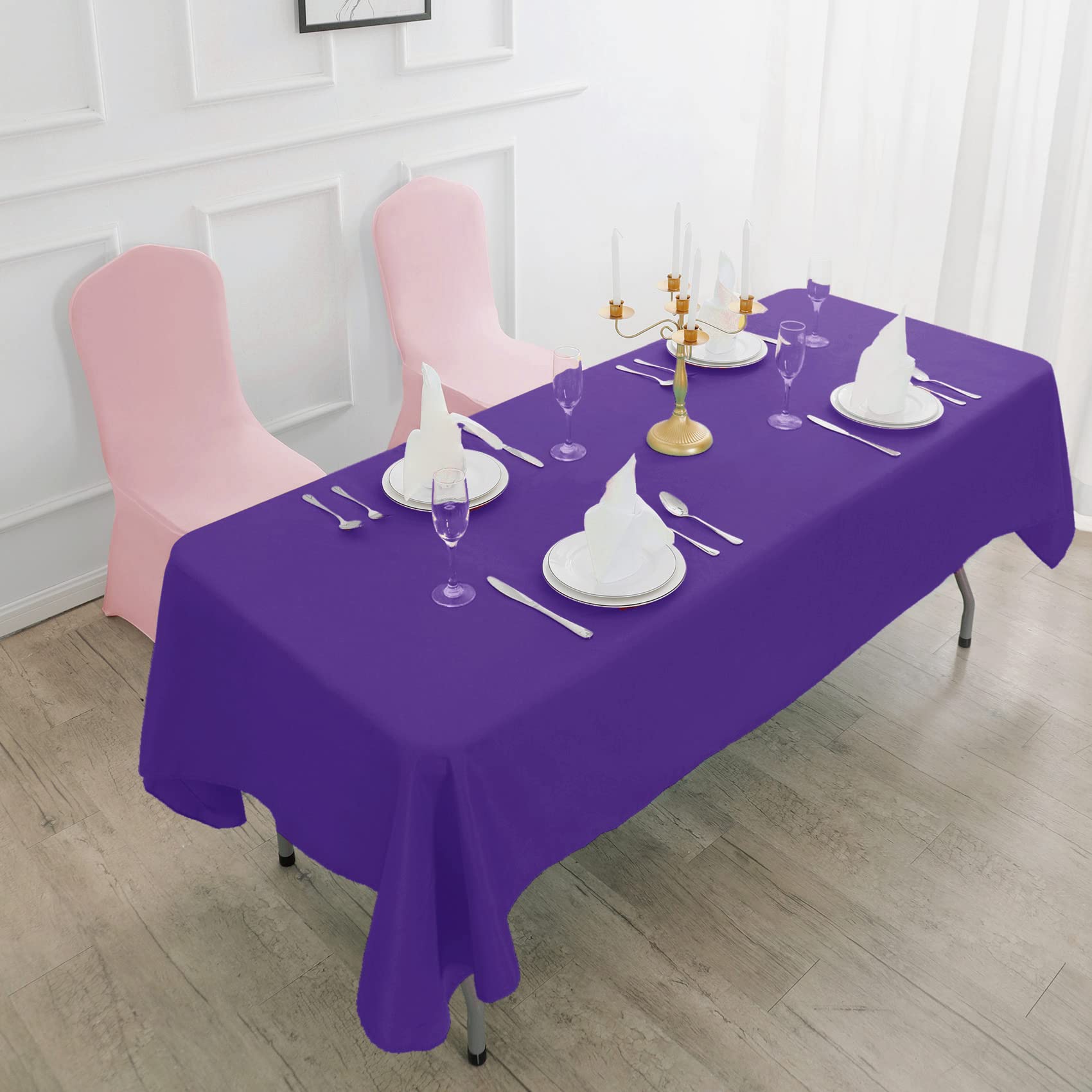 Rectangle Tablecloth - 90X132 Purple Tablecloth - Stain And Wrinkle Resistant Washable Polyester Table Cloth, Decorative Fabric