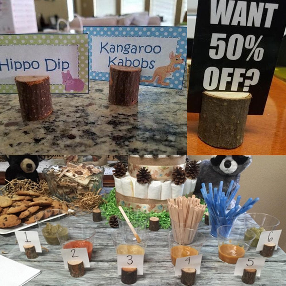 Senover Rustic Wood Table Numbers Holder Wood Place Card Holder Party Wedding Table Name Card Holder Memo Note Card (40Pcs)