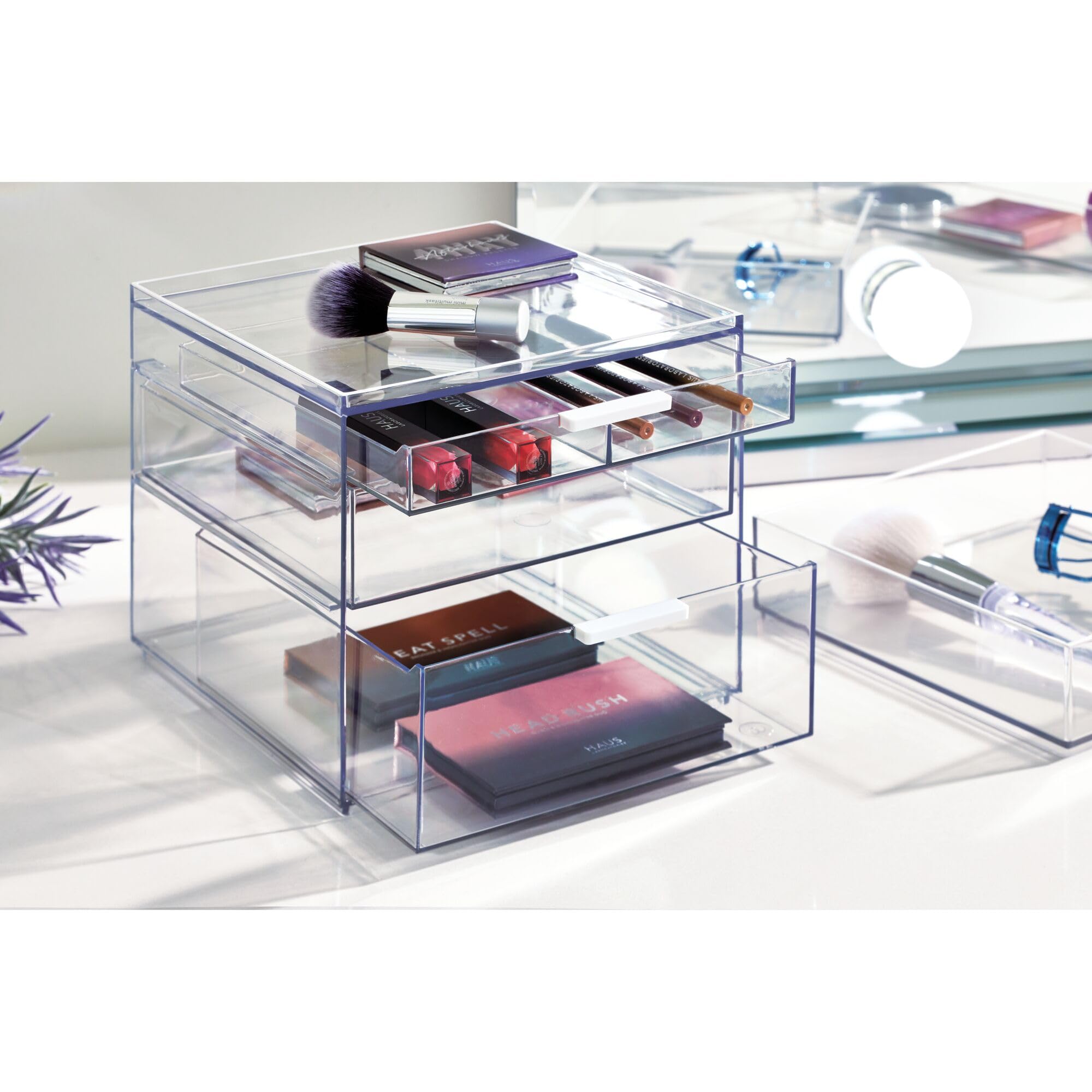 Idesign The Sarah Tanno Collection Tall Plastic Cosmetic Drawer Organizer, Clear