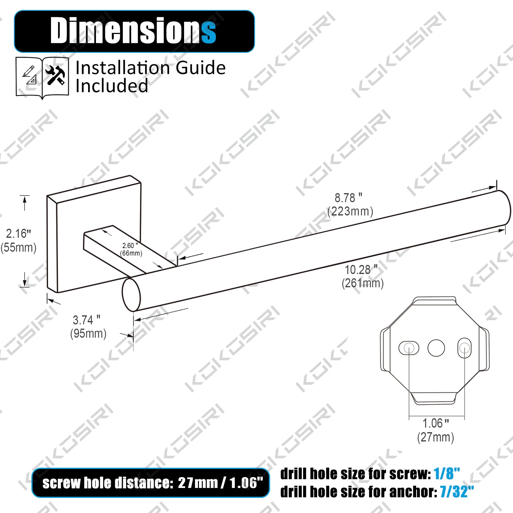 Kokosiri Bathroom Towel Bar Hand Towel Holders Wall Mount Toilet Kitchen Cabinet Paper Holder Stainless Steel Bath Accessories O