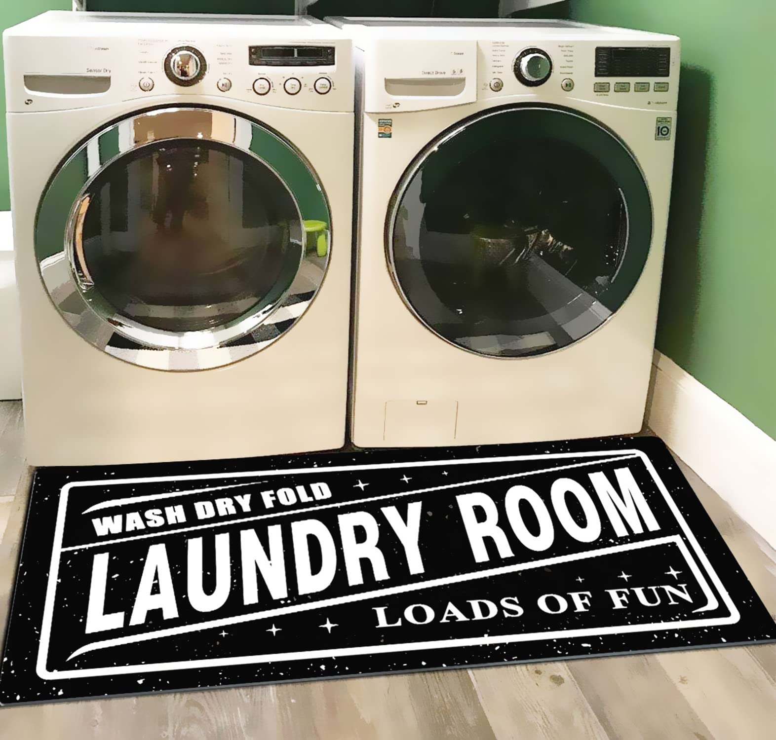 Ukeler Black and White Laundry Room Rug Runner, Non Skid Farmhouse Laundry Mats for Laundry Room Washroom Bathroom, Waterproof A