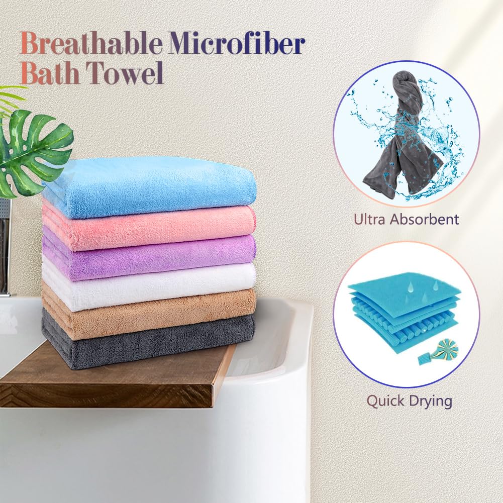 Orighty Bath Towels Pack Of 6(24'' X 48'') - Soft Feel, Highly Absorbent, Quick Drying For Body, Sport, Yoga, Spa, Fitness - Mul
