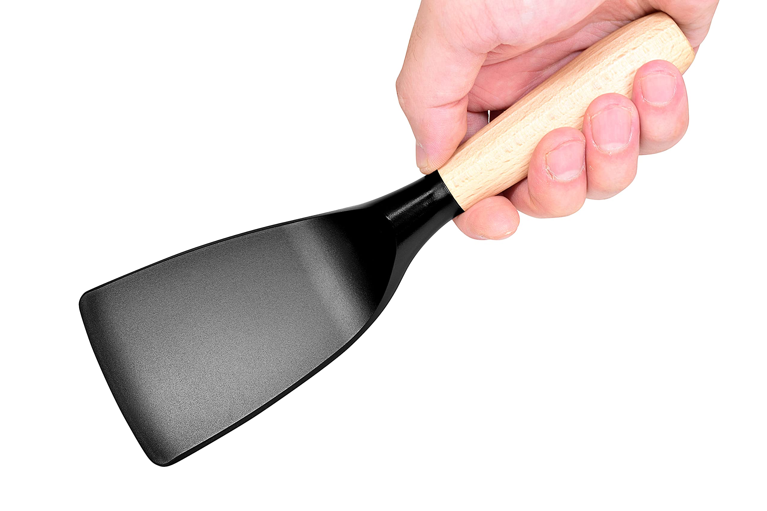 Short Spatula, Stylish Kitchen Tool, Flexible Non Stick Heat Resistant Nylon Turner Spatula, Wooden Short Handle Spatula, Cookin
