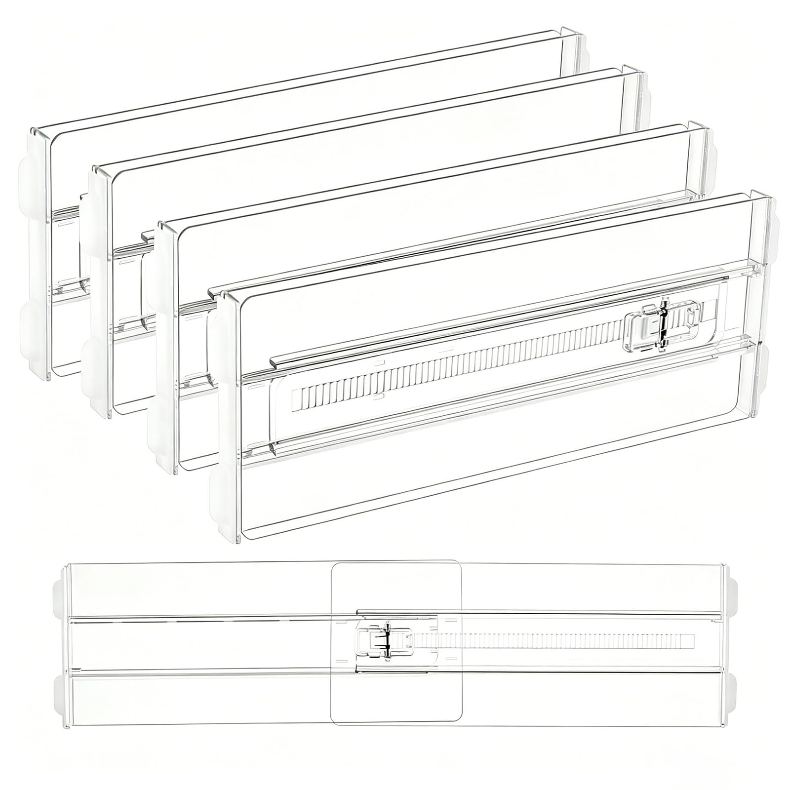 Fvalird 4Pack Expandable Drawer Dividers, Clear Plastic Separators For Dresser Drawer Organization, Clothes And Underwear Stora