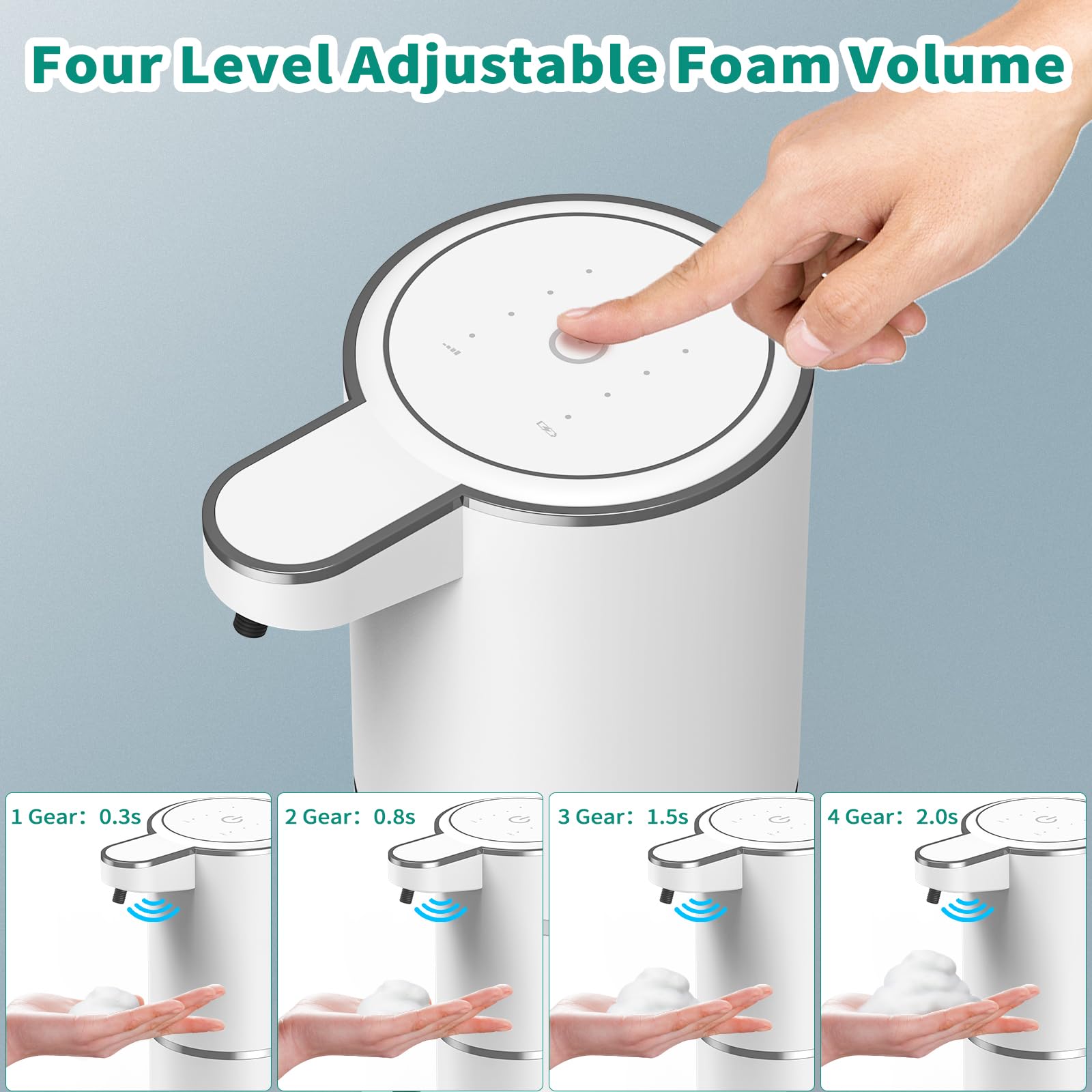 Homelylife Automatic Foam Soap Dispenser,12.85Oz Touchless Soap Dispenser With Smart Display,4 Levels Adjustable Liquid Hand Fre