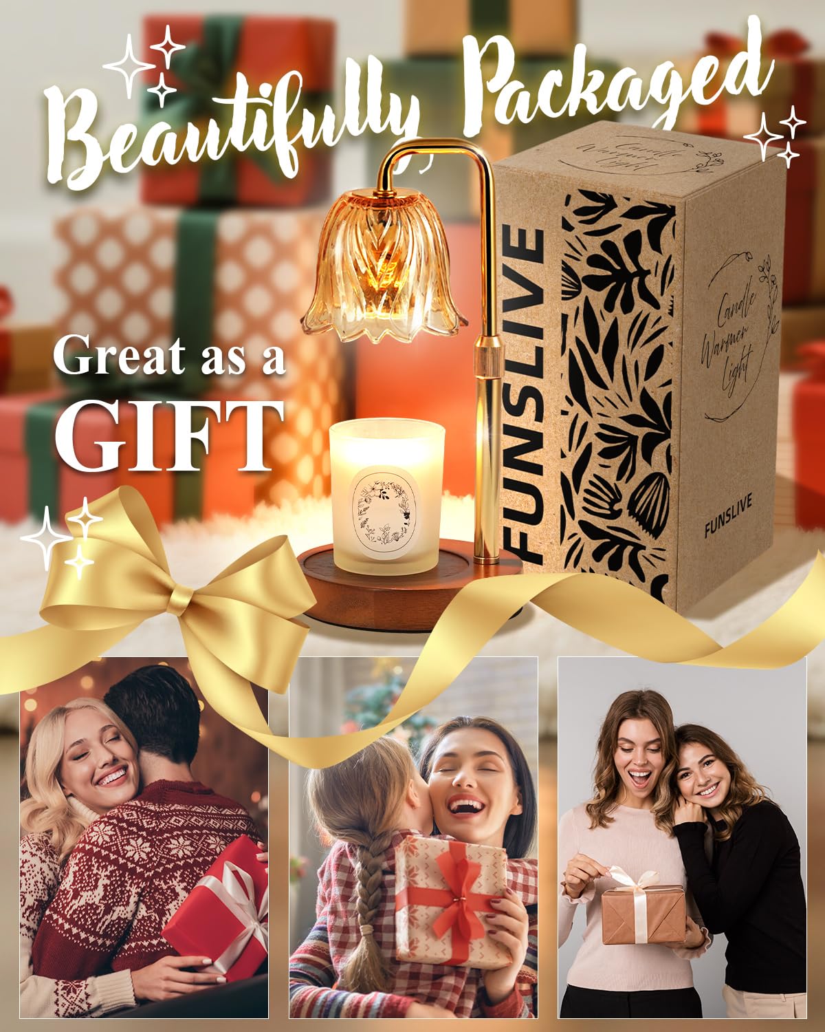 Flower Candle Warmer Lamp with Timer Dimmable, Candle Warming Lamp Height Adjustable, Birthday Gifts for Women Mom, Candles Warm