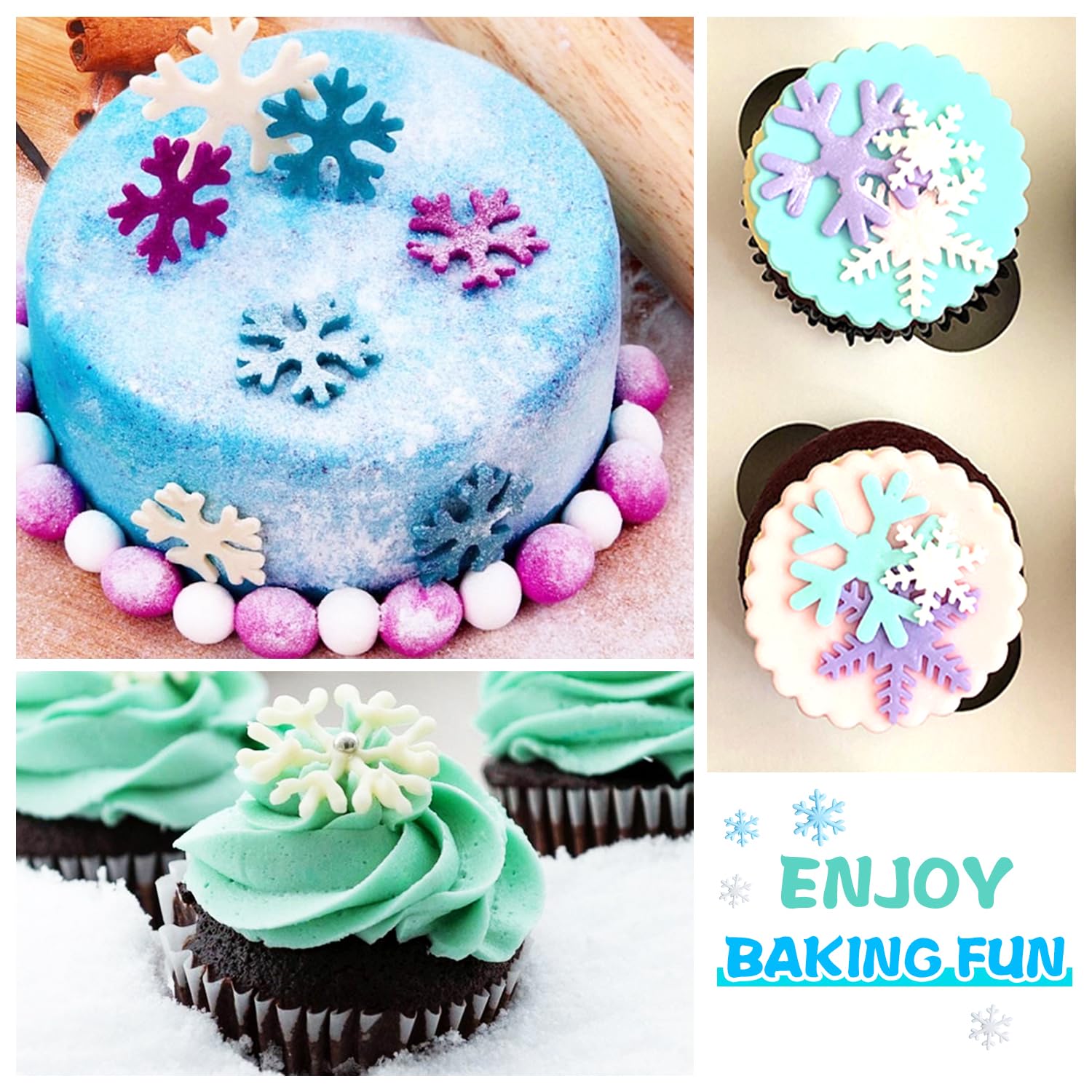 3D Christmas Theme Silicone Fondant mold Snowflake Suger Cake Molds Chocolate Cake Decoration Mold (Style 1)