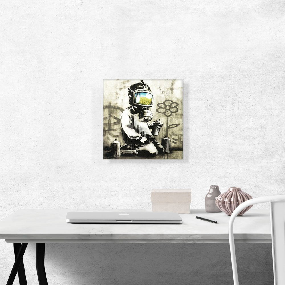 Artcanvas Sunflower Field Gas Mask Girl Canvas Art Print Stretched Framed Painting Picture Poster Giclee Wall Decor By Banksy -
