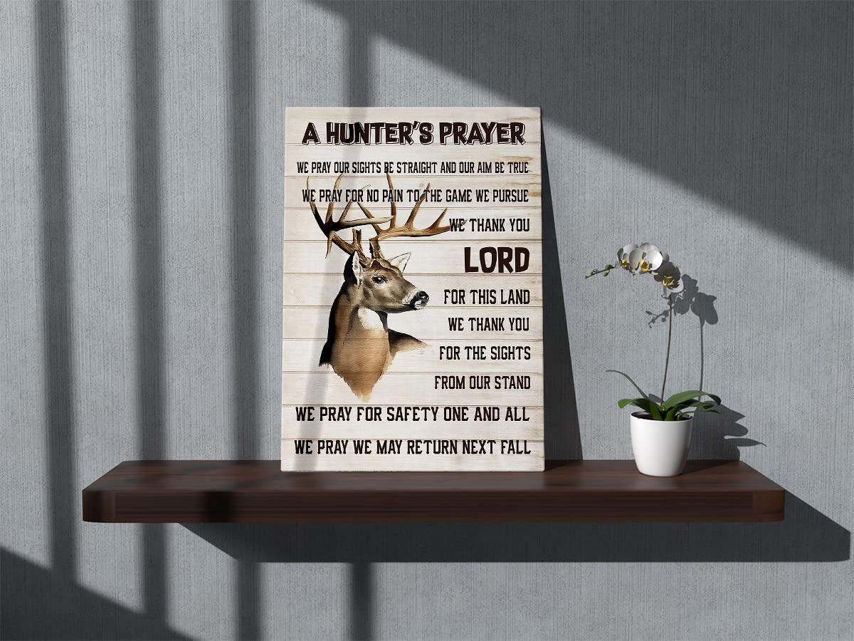 Bxfahzj A Hunter'S Prayer Deer Wall Art Canvas Inspirational Quotes Farmhouse Vintage Hunting Themed 11X14 Inch Prints Decor For