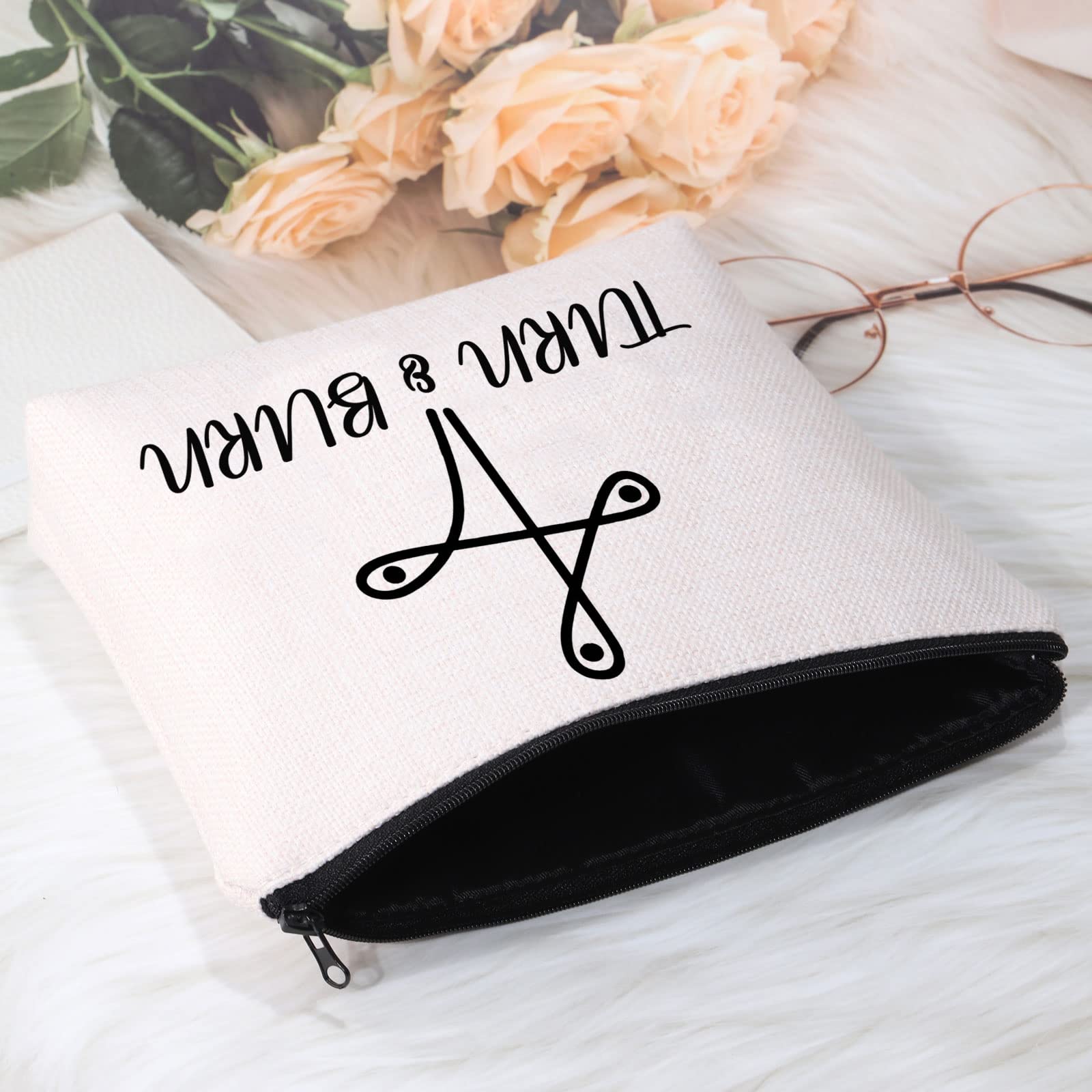 Pofull Barrel Racer Rodeo Gift Turn And Burn Barrel Racing Cosmetic Bag Rodeo Cowgirl Gift (Turn And Burn Bag)