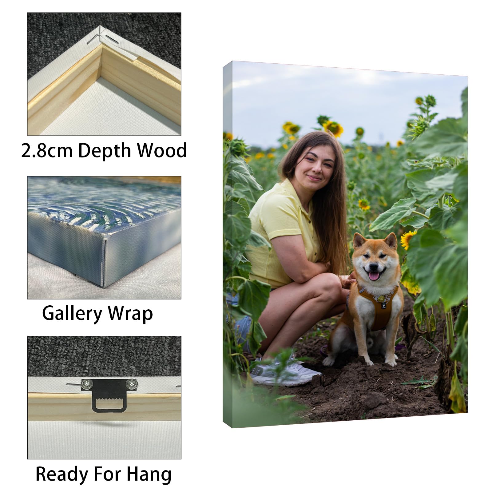 Custom Canvas Prints With Your Photos (12X24, Framed Canvas) Customized Wall Art Personalized Canvas Pictures For Pet/Family Gif