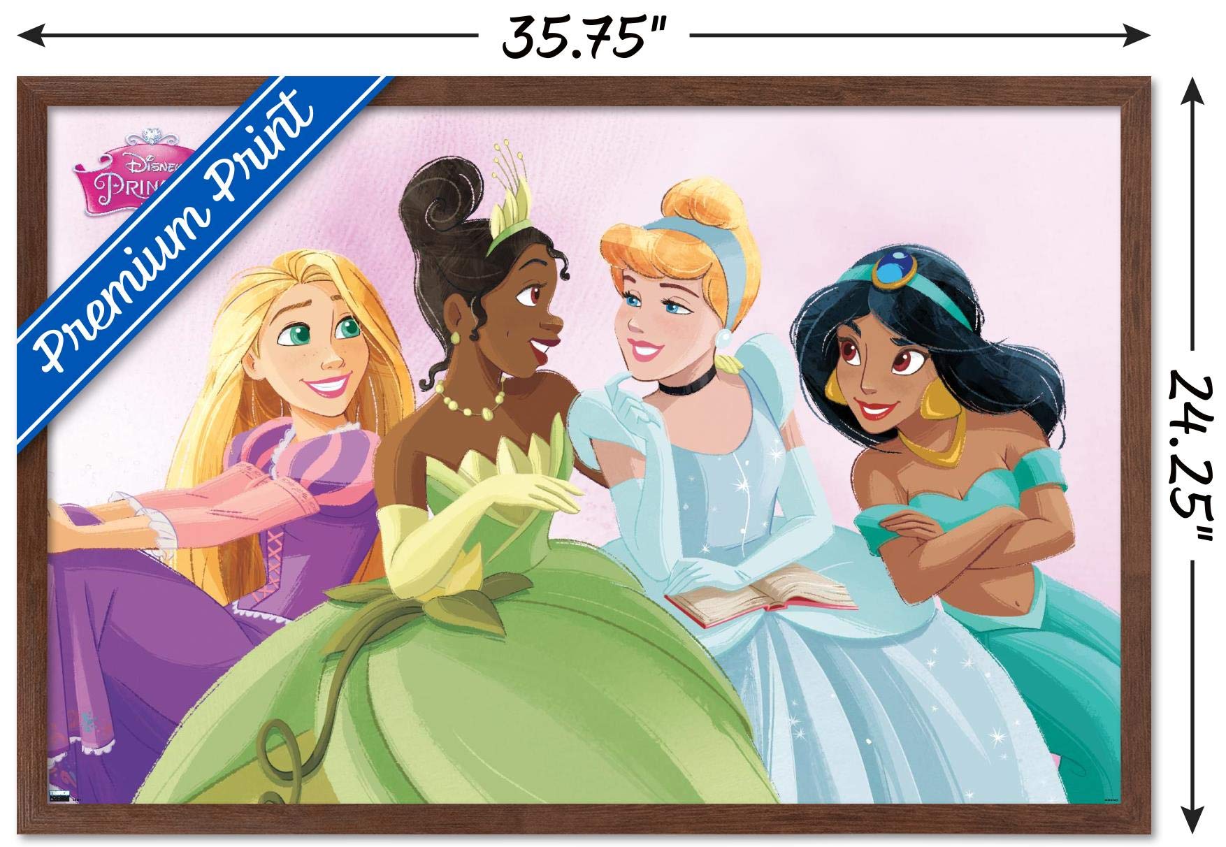 Trends International Disney Ultimate Princess Celebration-Group Wall Poster, 22.375'' X 34'', Mahogany Framed Version
