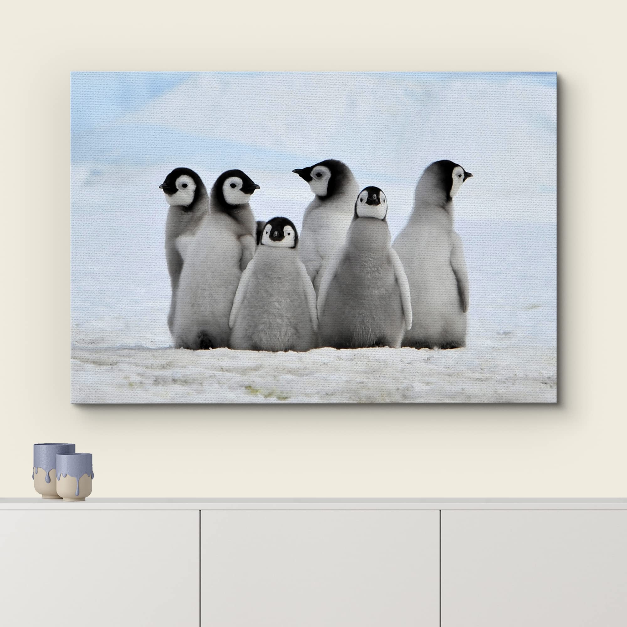 Wall26 Canvas Wall Art - Little Penguins - Giclee Print Gallery Wrap Modern Home Art Ready To Hang - 16'' X 24''