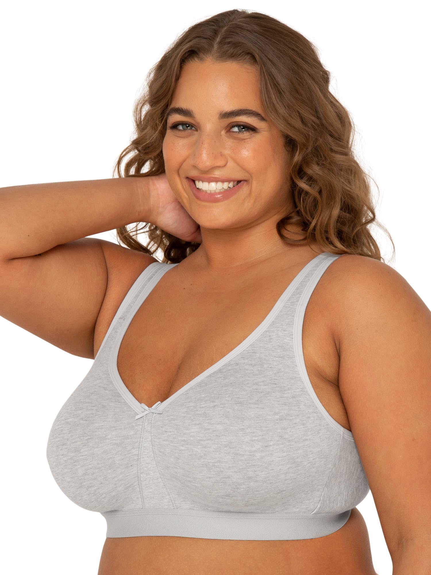Fruit of the Loom Women's Plus-Size Wireless Cotton Bra 42DDD, Heather Grey, Model FT811