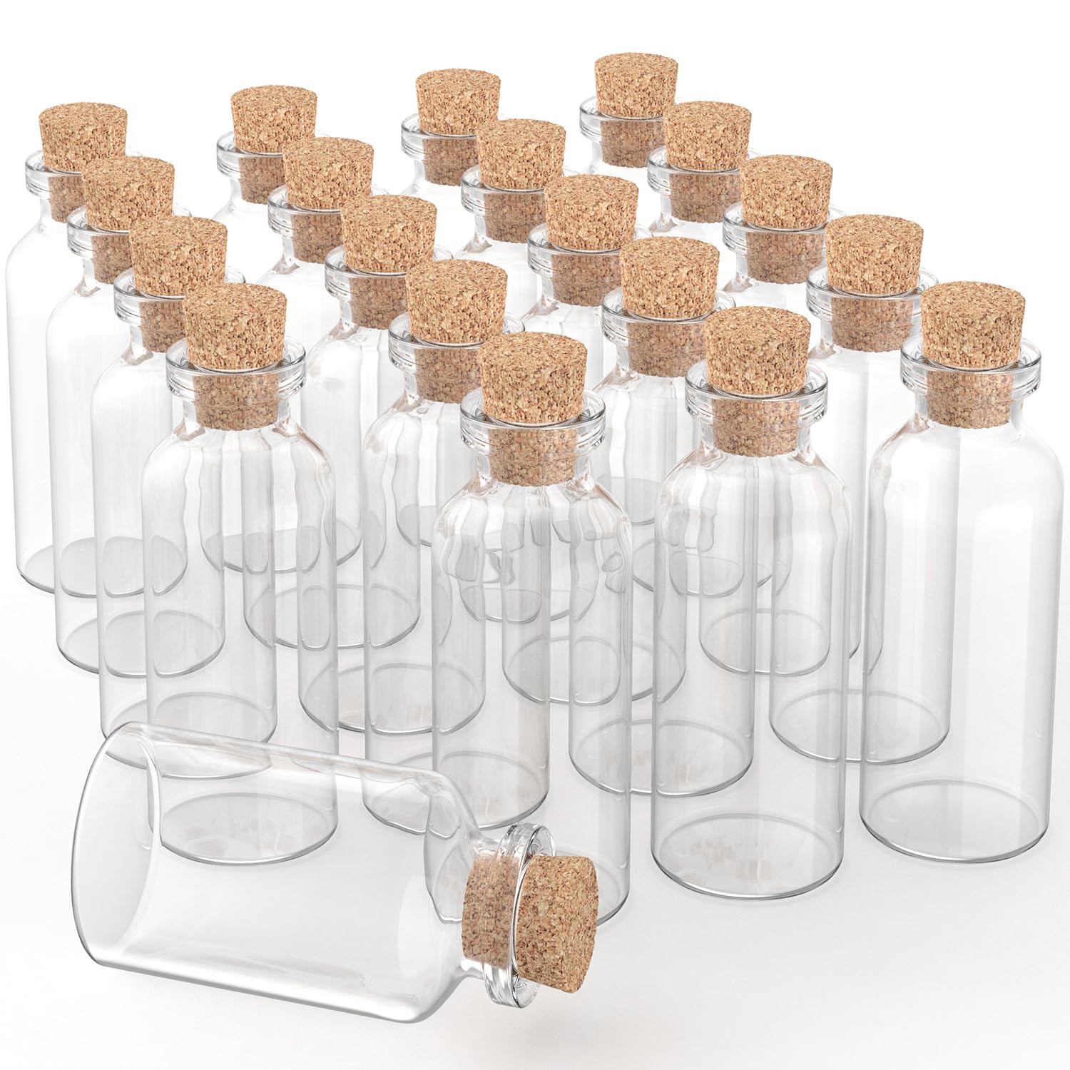 Axe Sickle 144 Pcs 20 mL Cork Stopper Glass Bottles 1 Ounce DIY Decoration Mini Wishing Glass Bottles for Potion, Party Favors, 