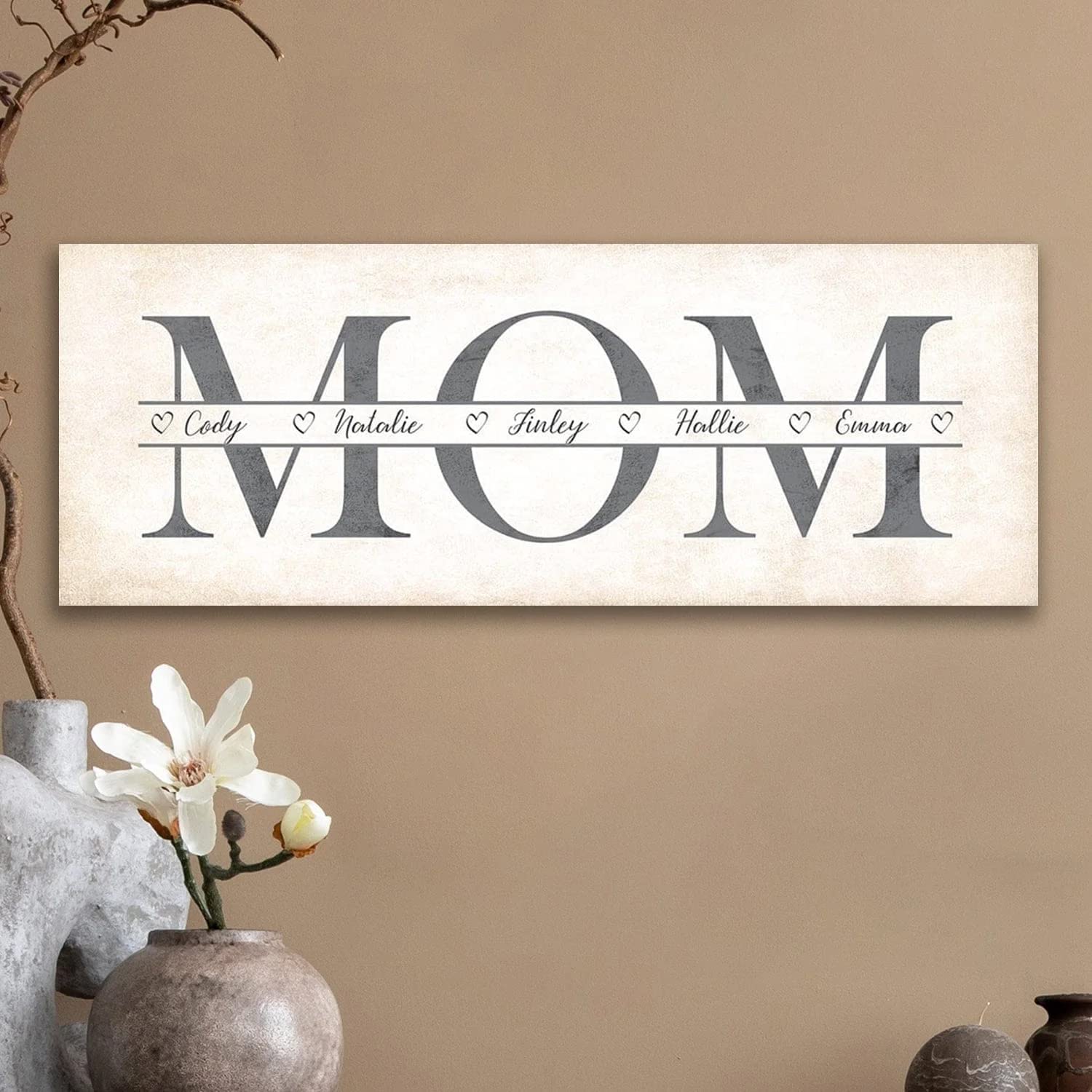Personalized Mom And Children Art - Chic | Customized With All Kids Names |Unique And Customized Gift For Mothers Day, Moms Birt