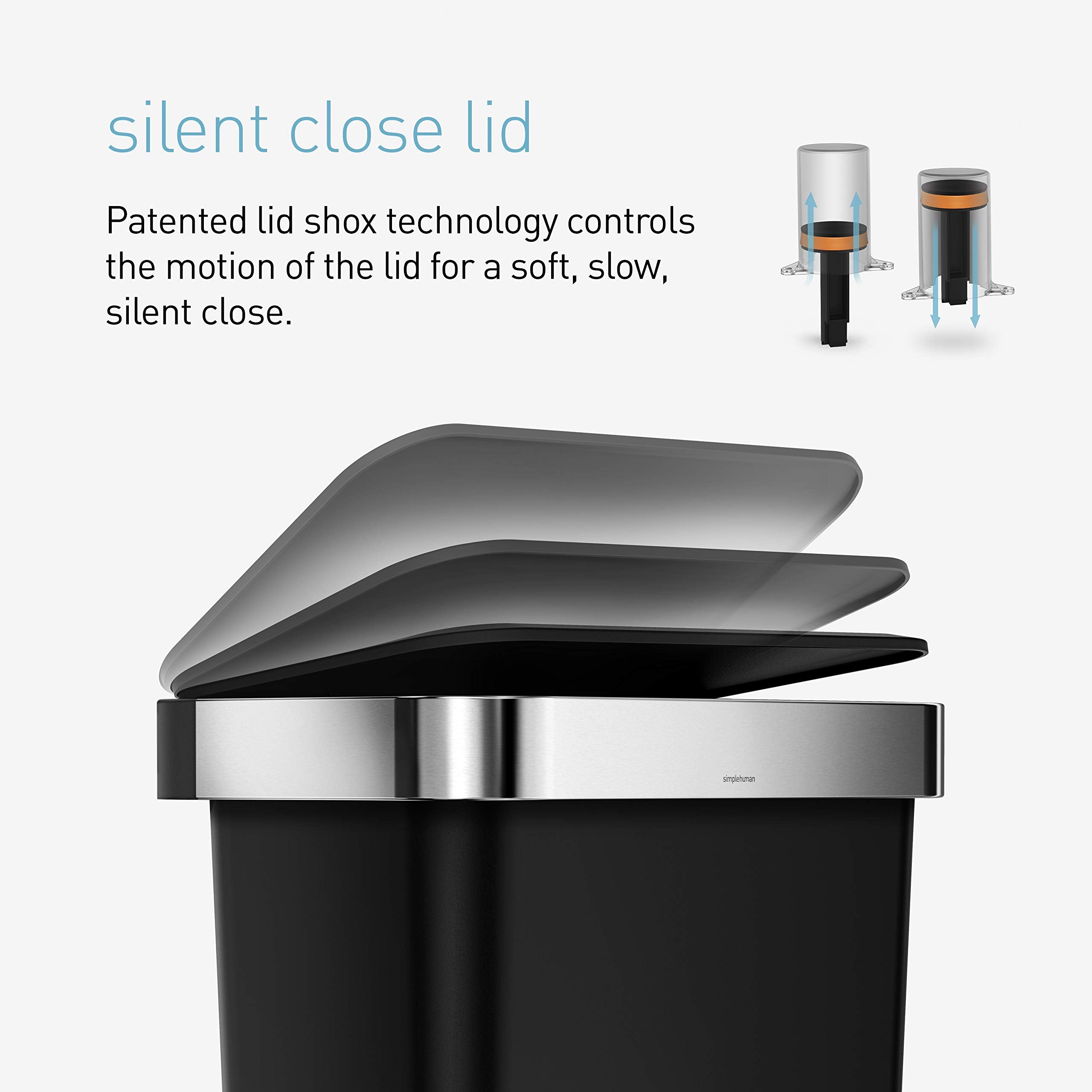 Simplehuman 45 Liter / 12 Gallon Rectangular Kitchen Step Trash Can With Soft-Close Lid, White Plastic