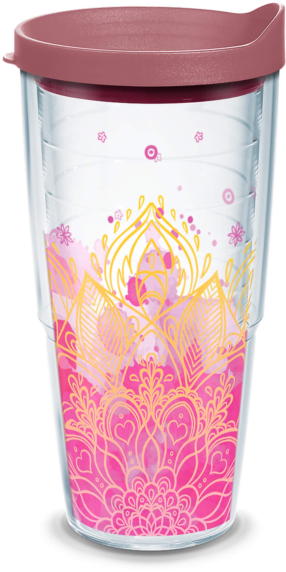 Tervis Made in USA Double Walled Yoga Lotus Flower Insulated Tumbler Cup Keeps Drinks Cold & Hot, 24oz, Clear