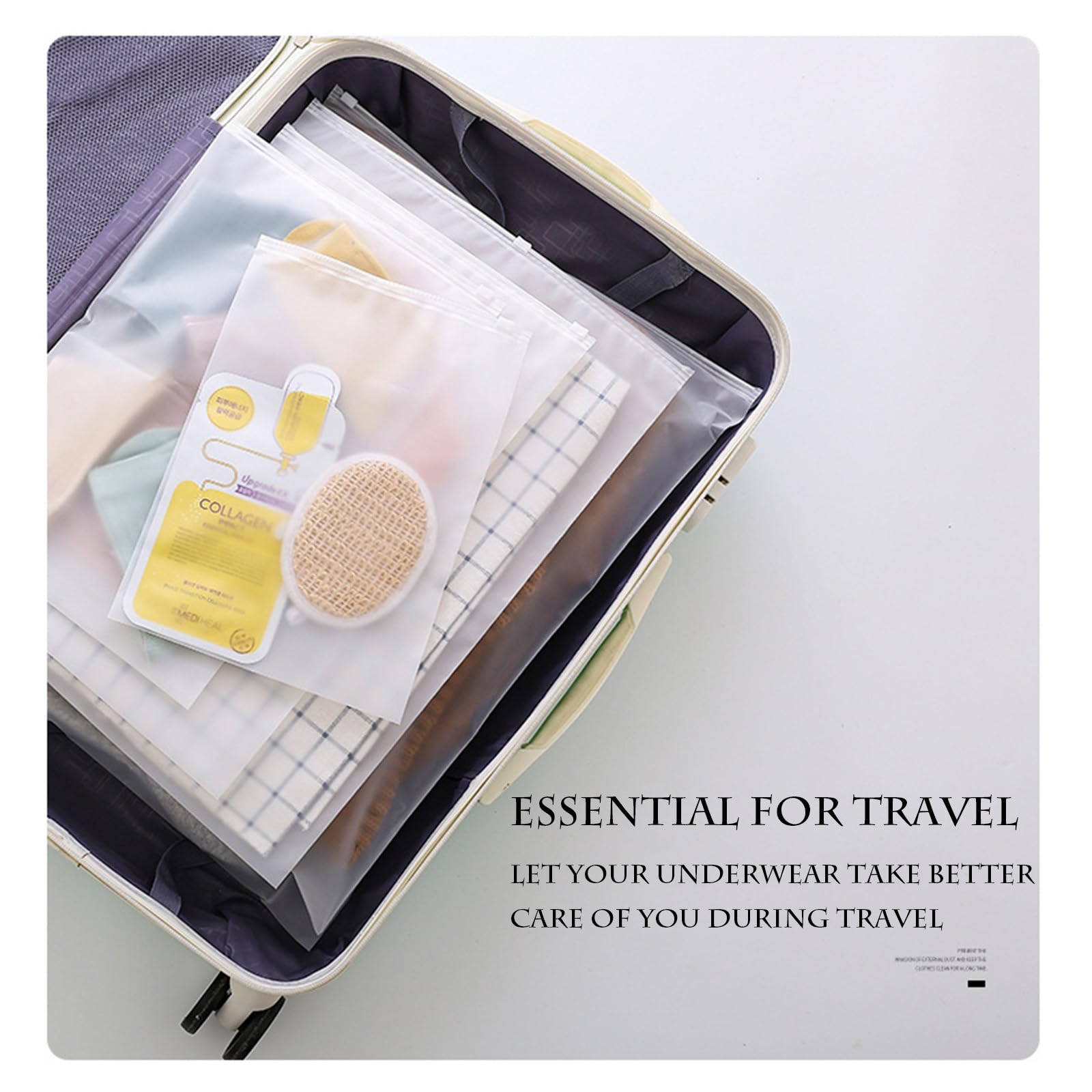 Boxonly Frosted Pe Zipper Bags(50 Pack), 10'' X 7'' / 25 X 17 Cm Horizontal (Zipper On Long Side) - Resealable Travel And Clothi