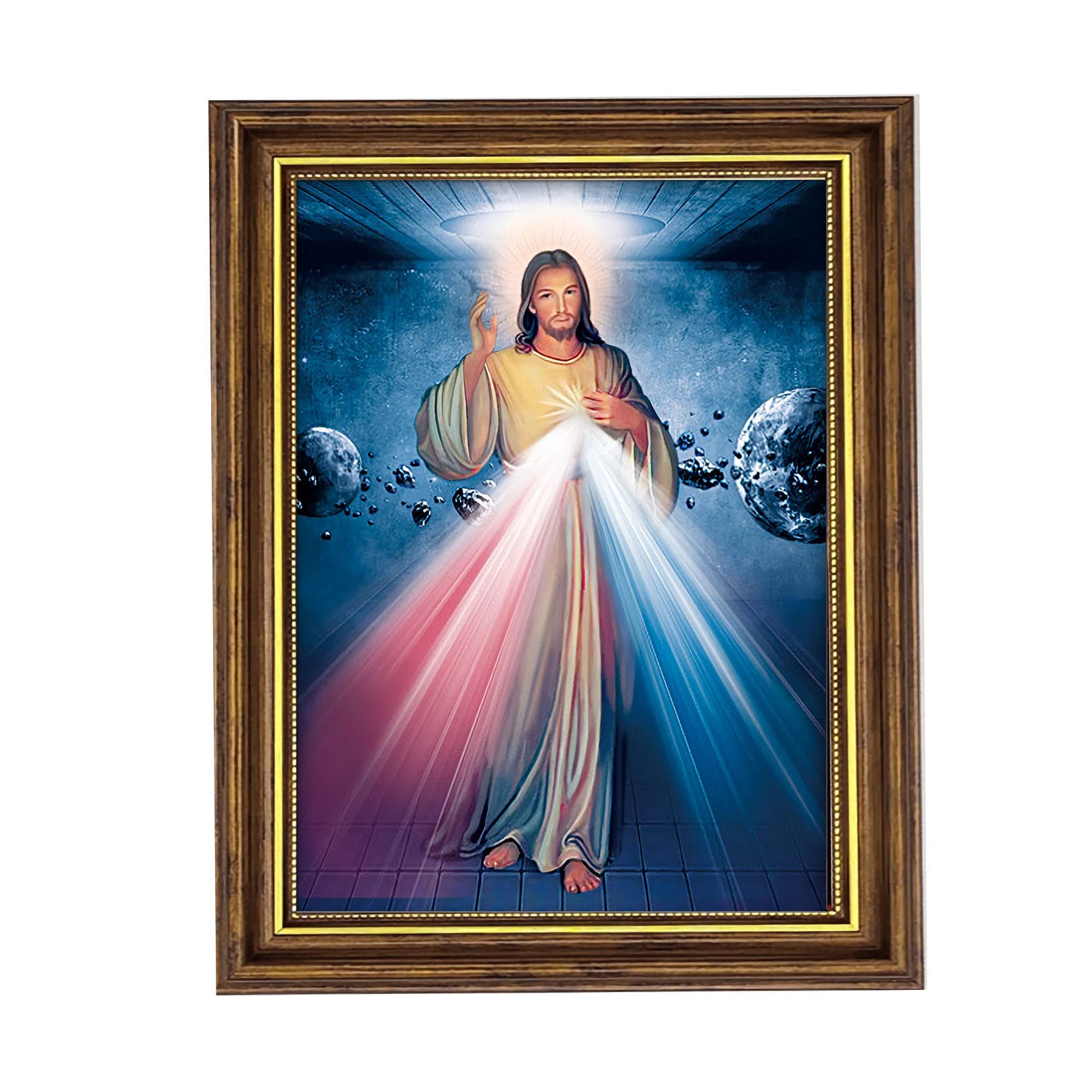 Rileyson Divine Mercy Jesus Christ 3D Picture, Holographic Poster Jesus Painting, Religious Christian Holy Wall Art Decor For Ho