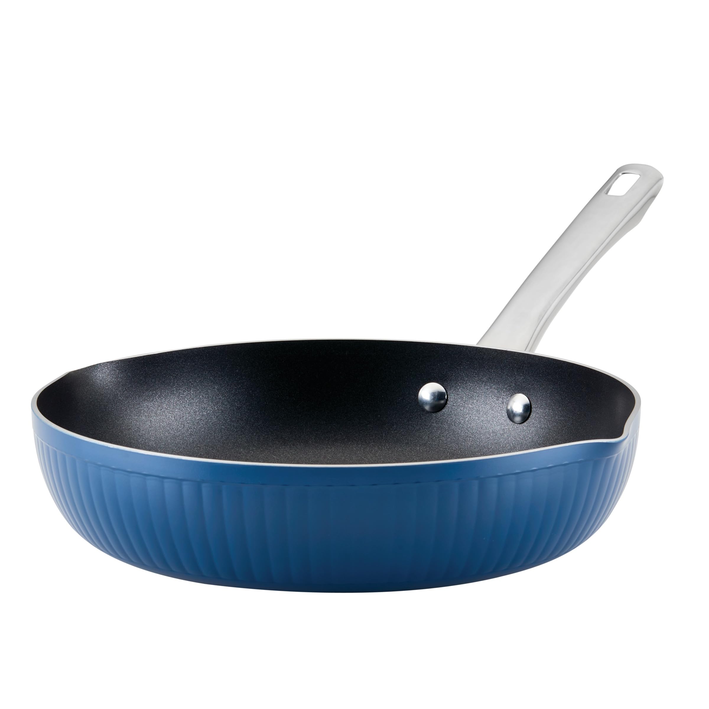 Farberware Style Nonstick Cookware Frying Pan/Skillet with Pour Spouts, Dishwasher Safe, 11.25 Inch  Blue