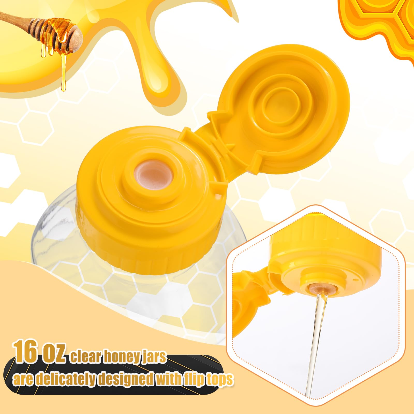 Tioncy 120 Pcs Clear Plastic Honey Bottles 16 Oz Honey Jars With Lids Honey Bottle Containers Empty Honey Bear Bottle Squeeze Ho