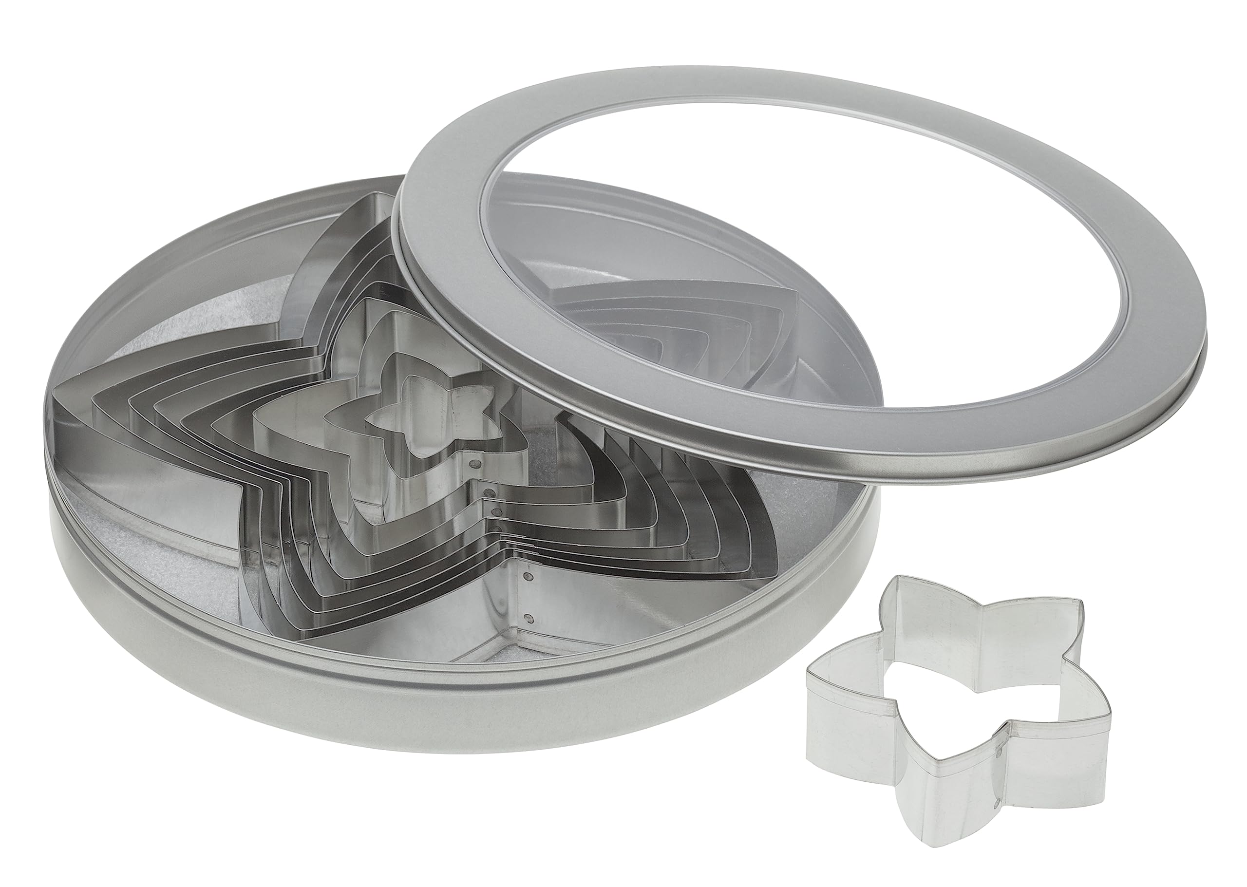 Ateco Plain Edge Star Cutter Set In Graduated Sizes, Stainless Steel, 10 Pc Set