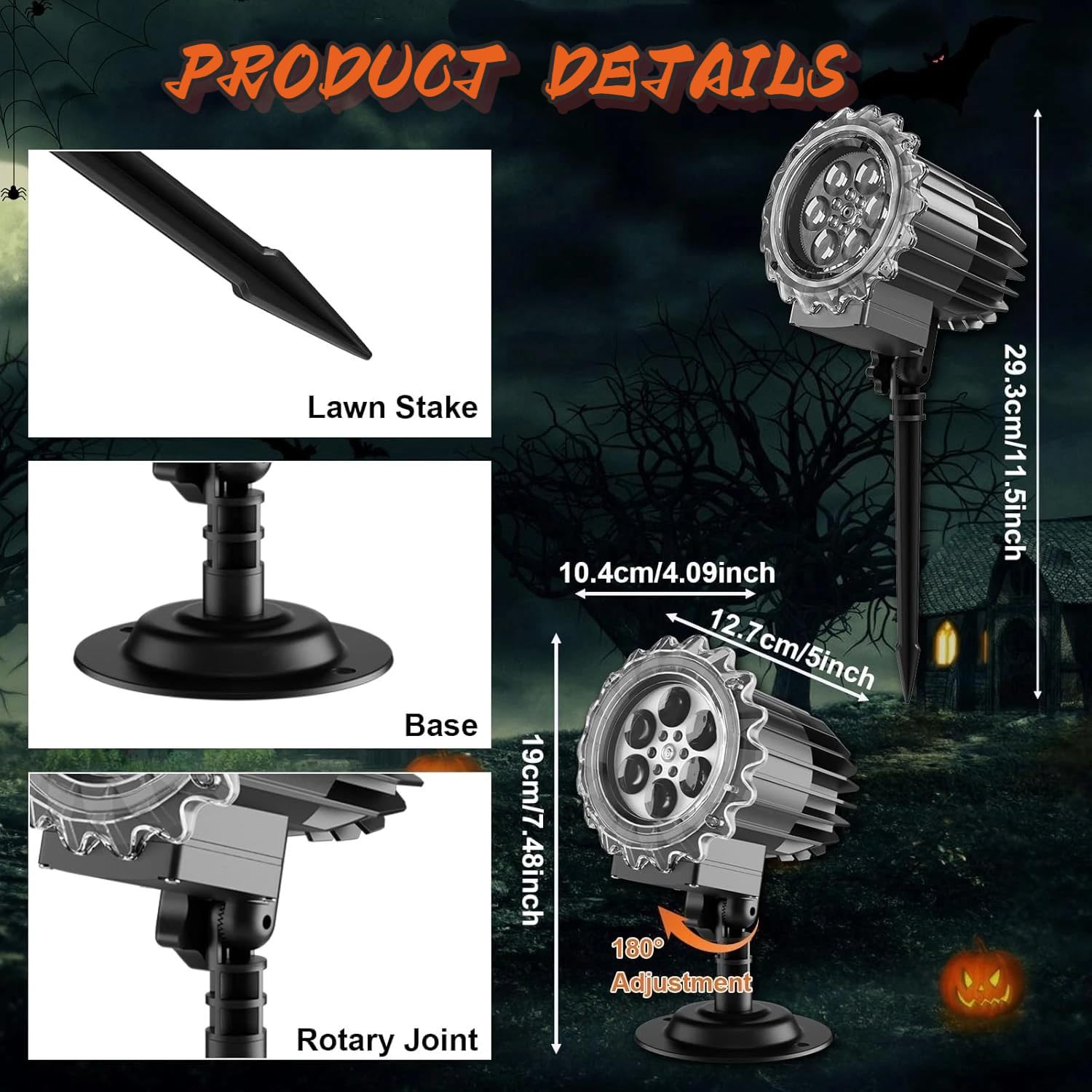 Halloween Projector Lights Outdoor,2025 Upgraded 3D HD Dynamic Skull Ghost Decorations Light,Waterproof Holiday Light,Terror Atm