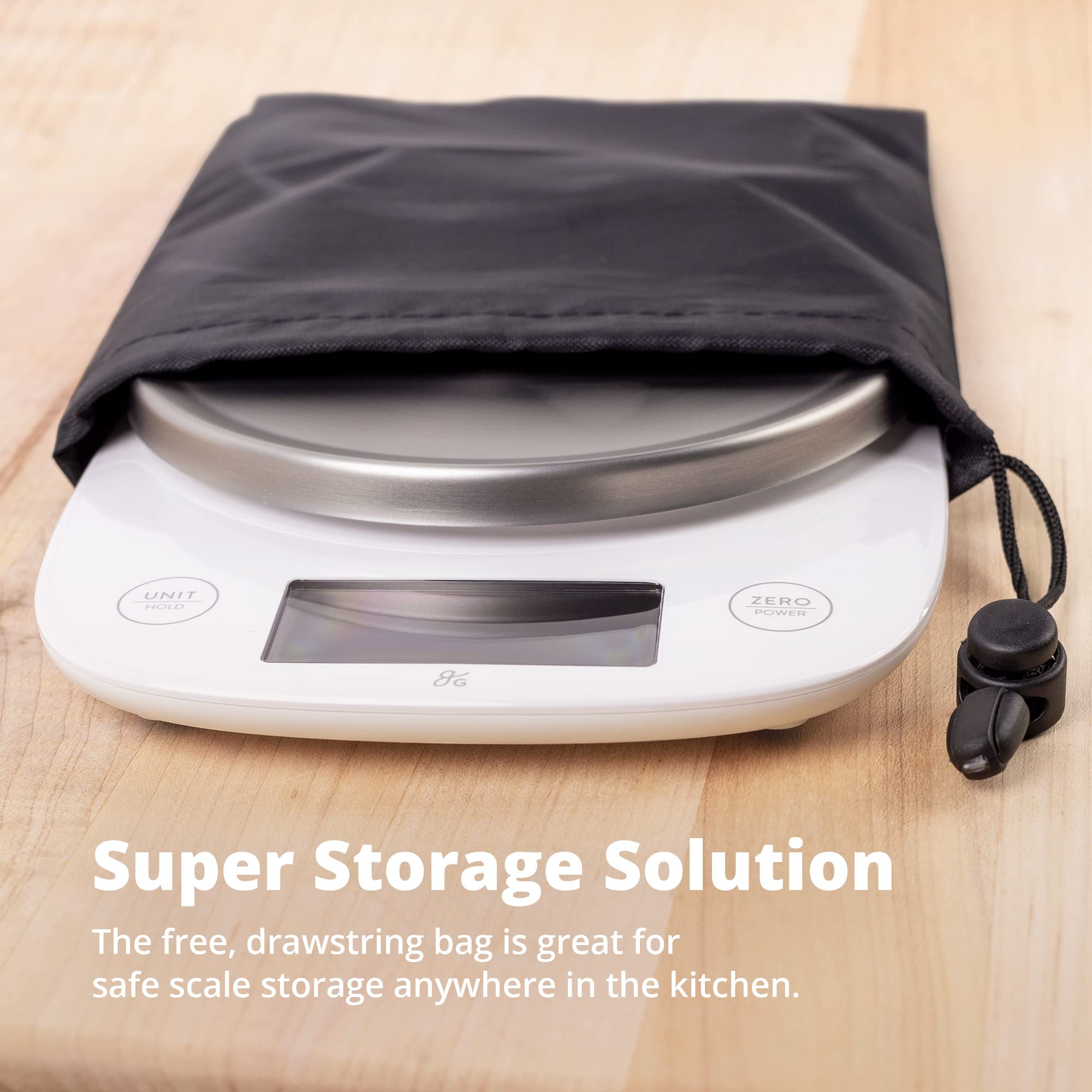 Greater Goods Premium Baking Scale With Bag - Ultra Accurate, Digital Kitchen Scale Prep Baked Goods, Weigh Food And Coffee, Or