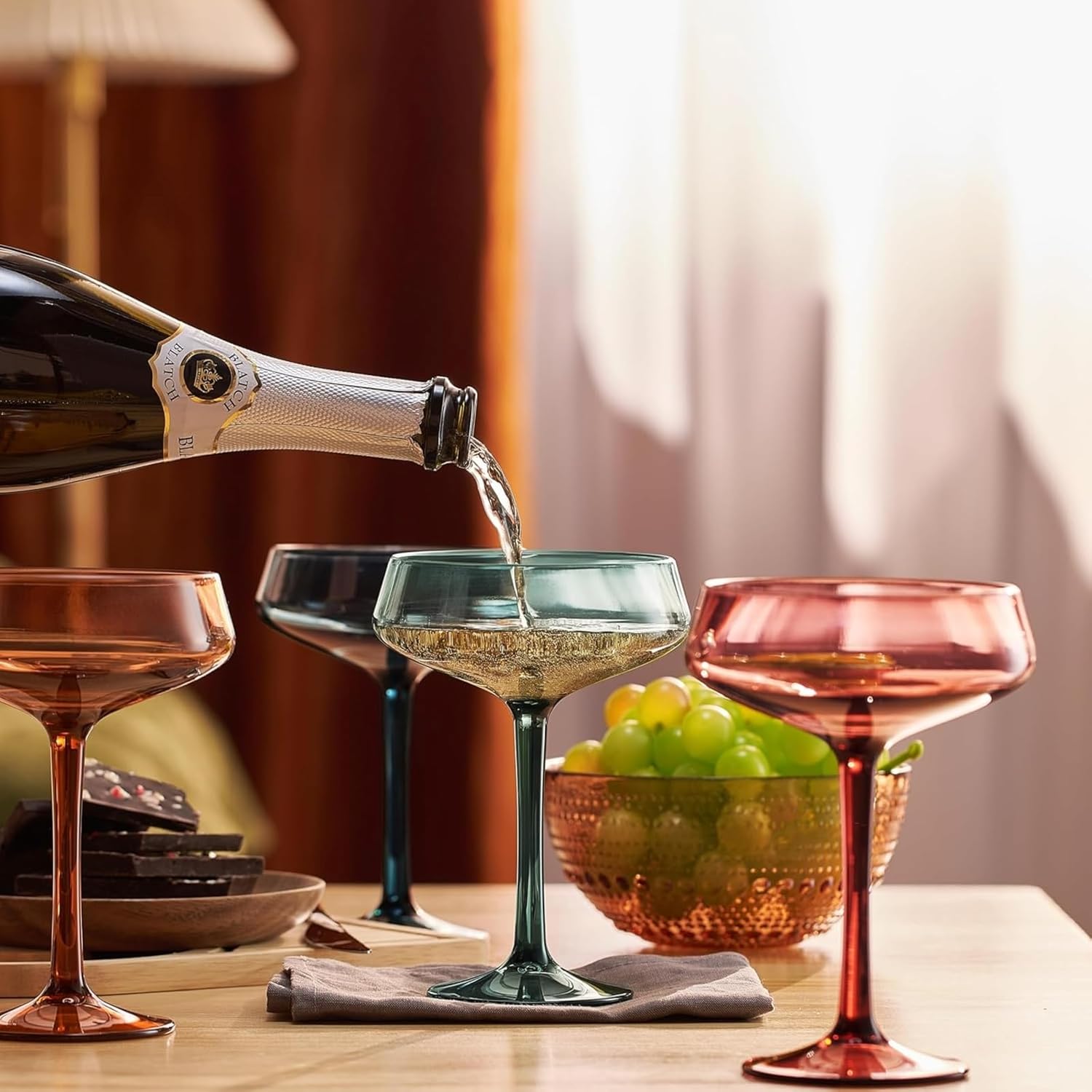 Colored Acrylic Coupe Glasses – Set of 4 Stemmed 8 oz