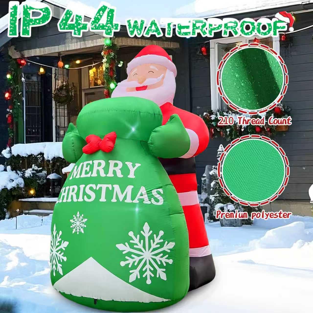 2025 Christmas Inflatable Santa Claus 8FT Santa Holding A Gift Bag Christmas Inflatables Outdoor Decoration Xmas Santa Blow Up Y