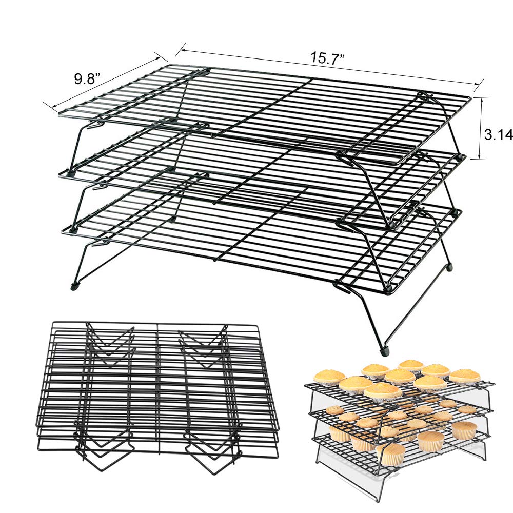 Tier Cooling Rack, Stackable Baking Rack Shelf, Kitchen Cookie Cooling Rack Baking Supplies For Bread Cake Biscuits And More (3-