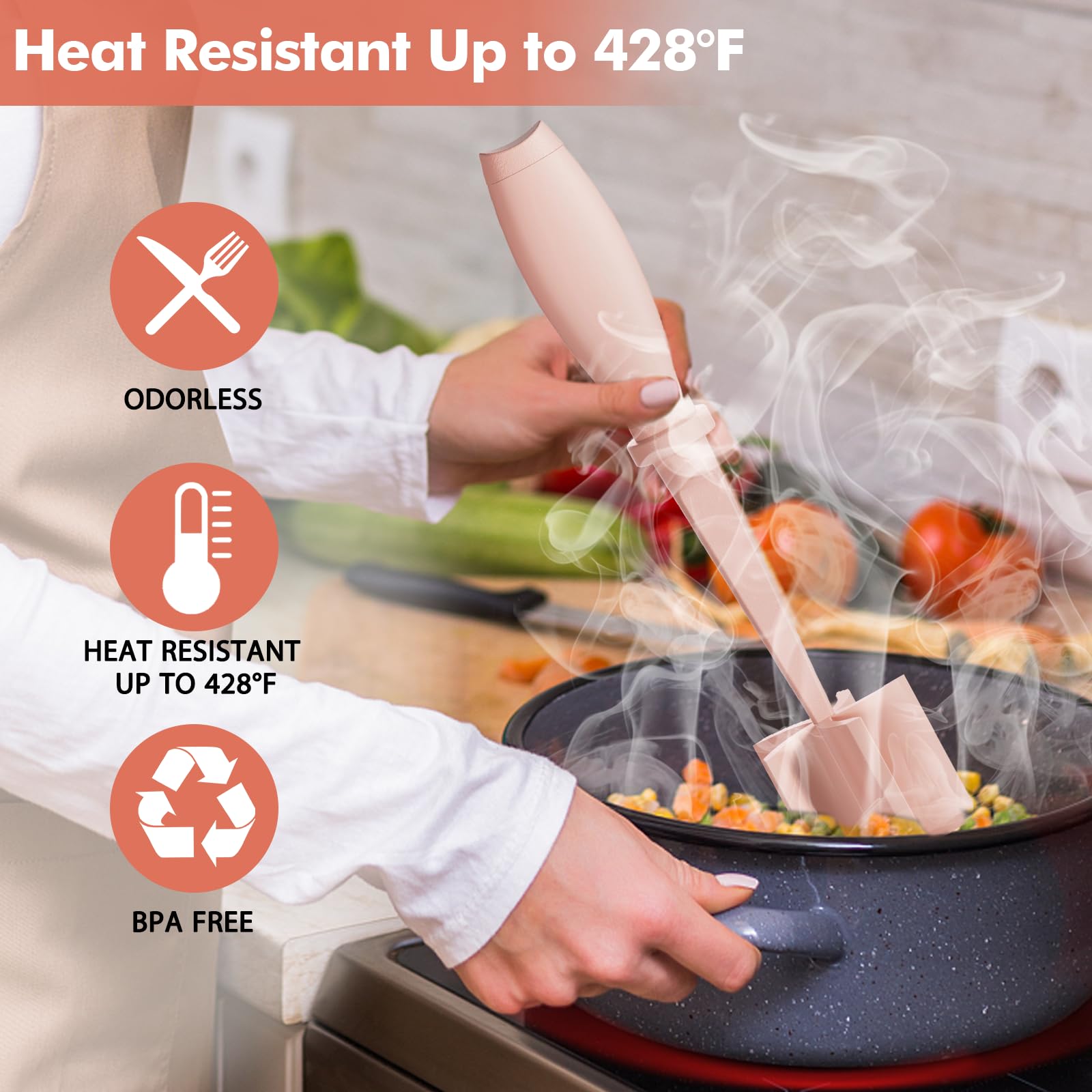 2 Pack Upgrade Meat Chopper, Heat Resistant Meat Masher for Hamburger Meat, Ground Beef Smasher, Nylon Hamburger Chopper Utensil