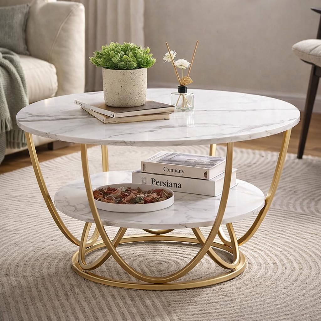 Device Bas With Brown Art Shoppee Faux Marble Top Round 2 Tier Metal Coffee Tables Simple Living Room Table Sets,Sofa Center Tab