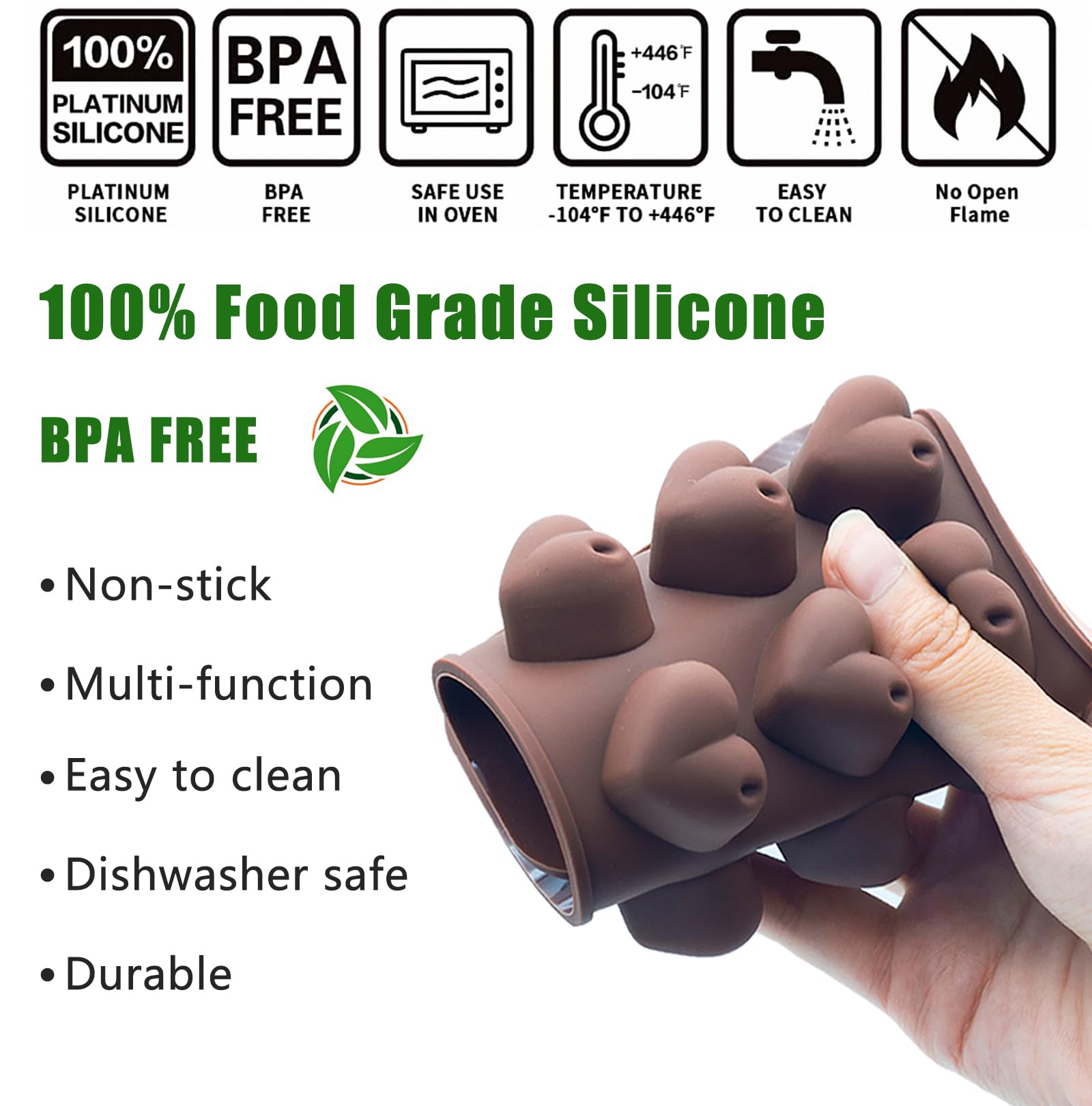 6 Pack Chocolate Molds Candy Molds Silicone, Food Grade Non-Stick Jello Mold, Crayon Mold, Silicone Baking Mold, Bpa Free, Inclu