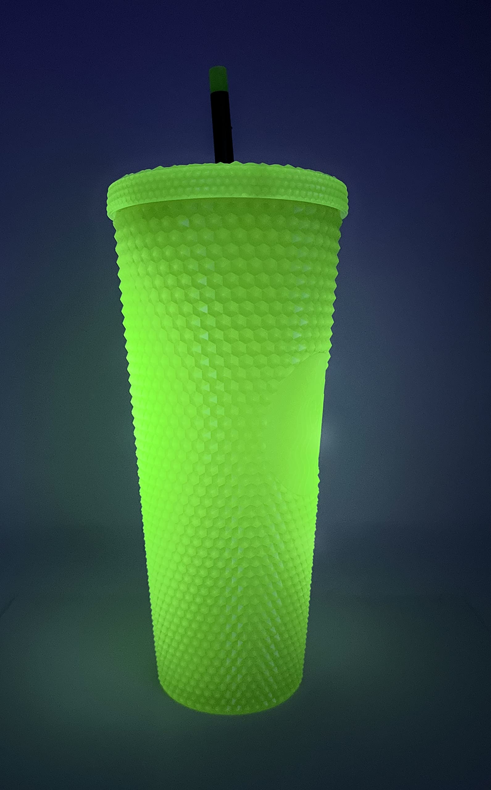 Starbucks 24 Oz Double Wall Glow In The Dark Black Light Uv Slime Green Cold Cup Tumbler