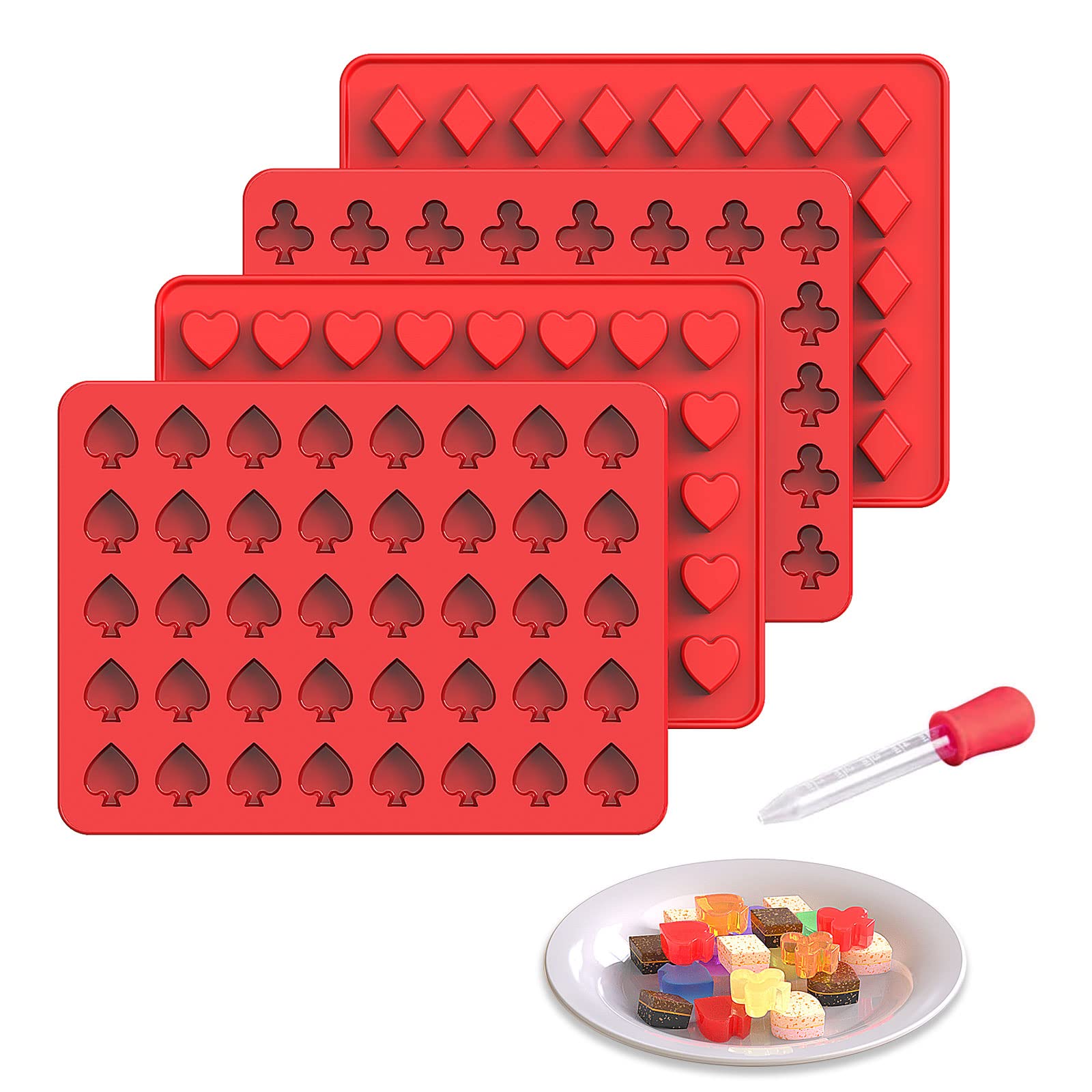 Silivo 160-Cavity Silicone Gummy Molds (4 Pack) - Nonstick Silicone Candy Molds With Dropper For Homemade Gummies