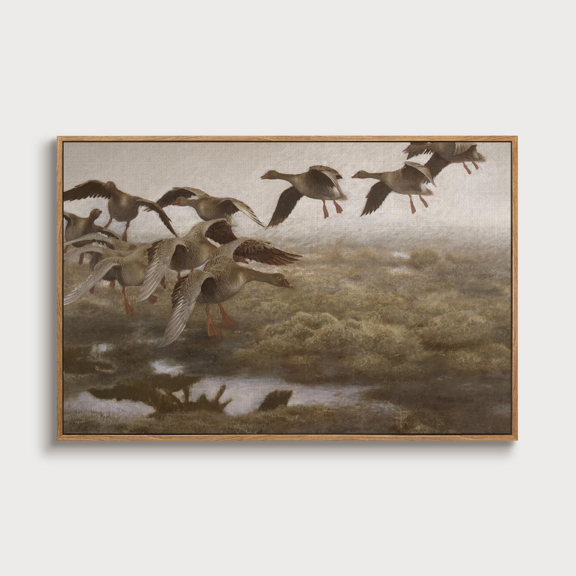 Allblue Framed Canvas Vintage Wall Art, Nature Landscape Fall Wall Art For Living Room, Farmhouse Bedroom Wall Art, Retro Wildge