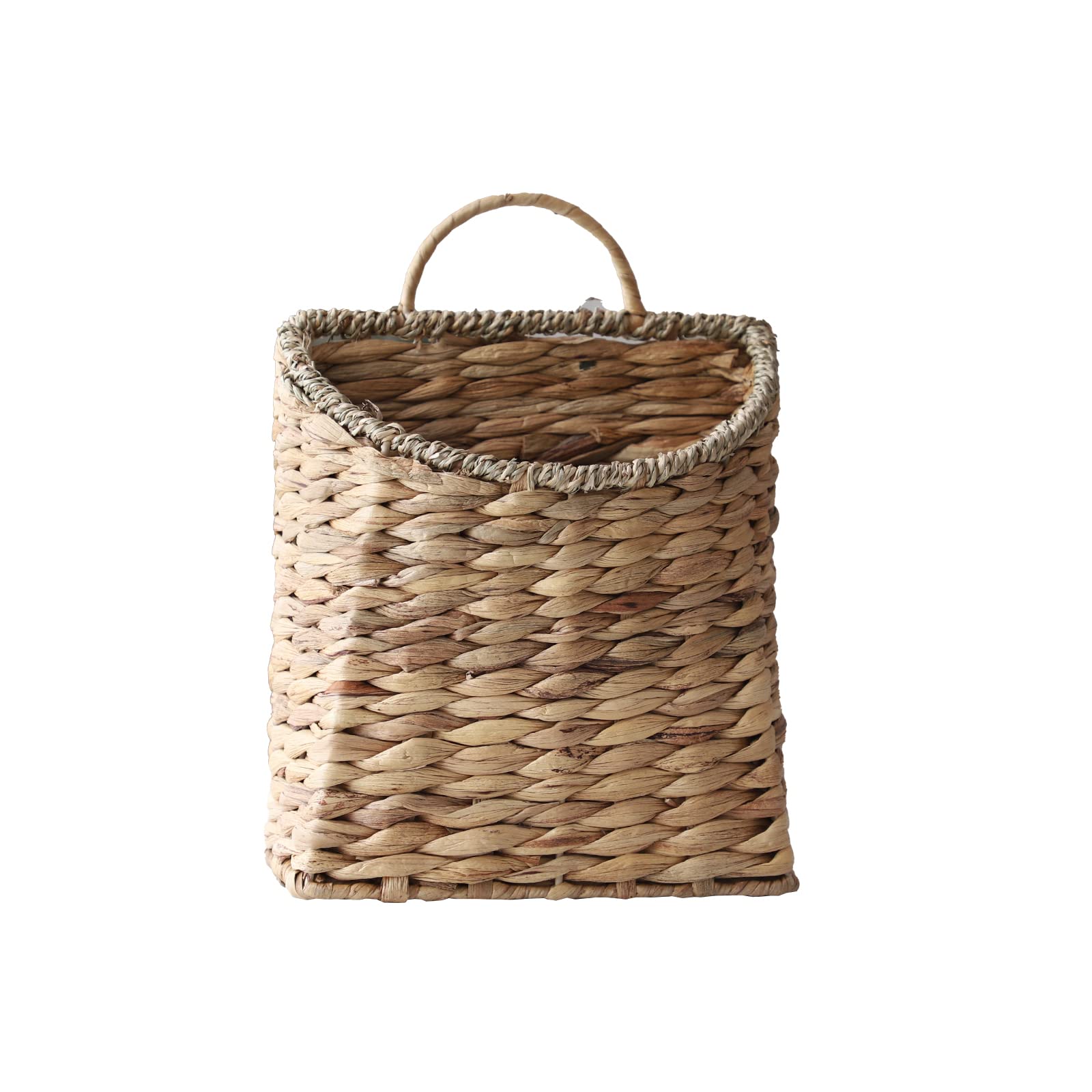 Gyasvwu Woven Hanging Basket Water Hyacinth Hanging Wall Basket Wicker Handmade Baskets For Garden Farmhouse Home (Seagrass Mout